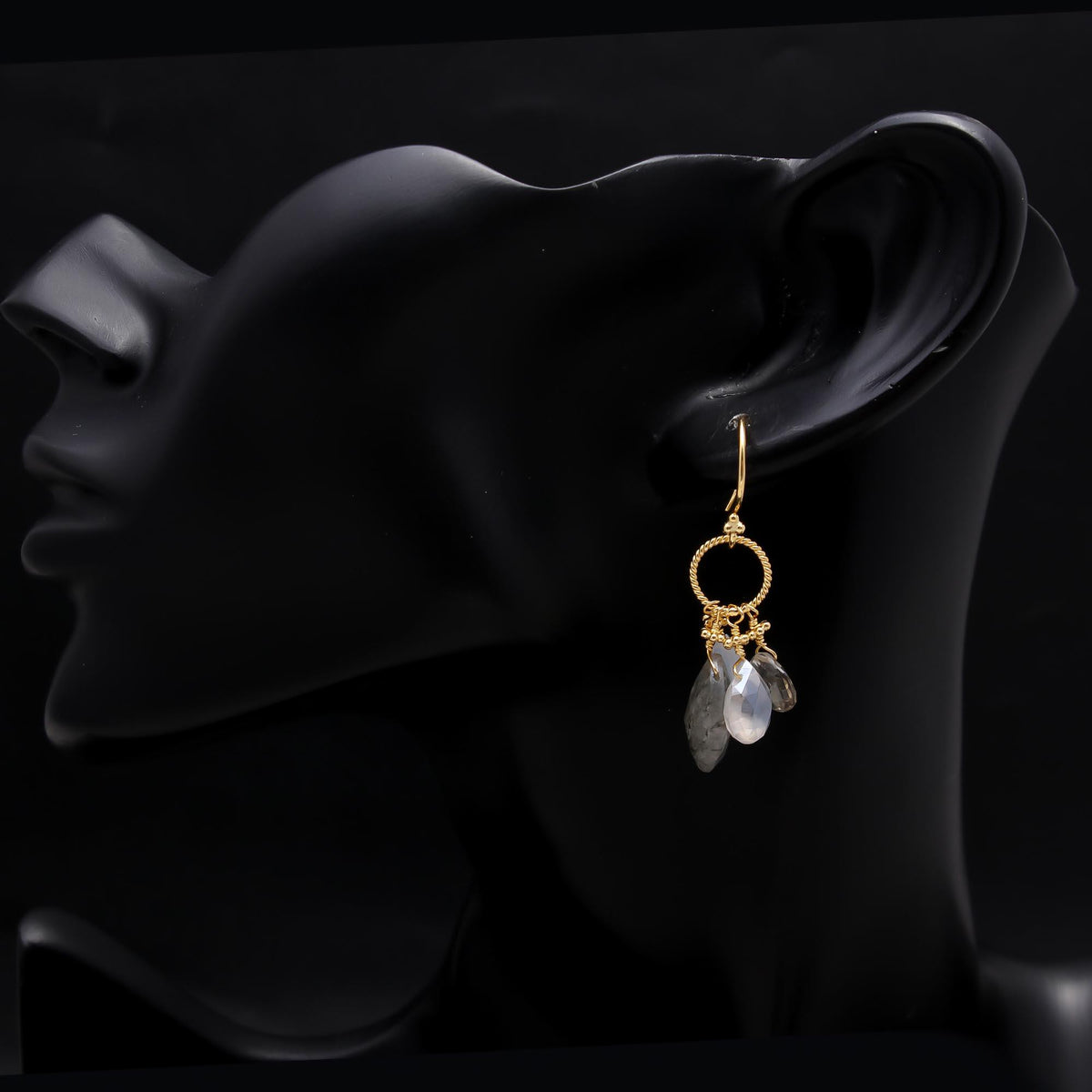 The Smoky Cluster: Tourmalinated Quartz Multi-Stone Dangles