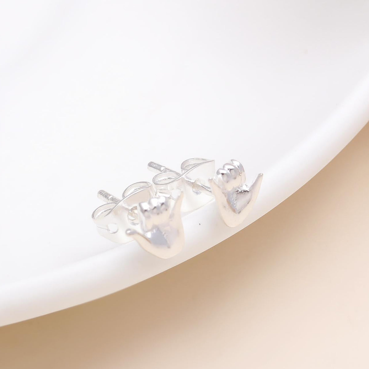 925 Sterling Silver Shaka Hand Stud Earrings