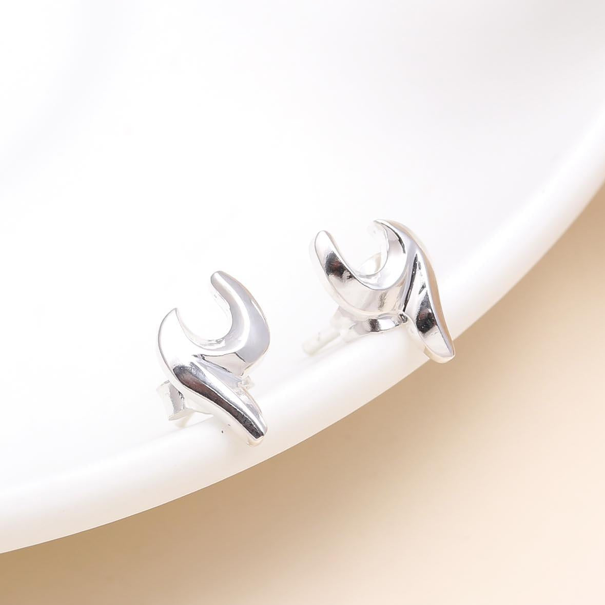 925 Sterling Silver Unique Stud Earrings