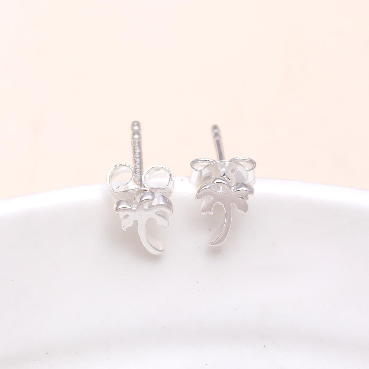 925 Sterling Silver Palm Tree Stud Earrings