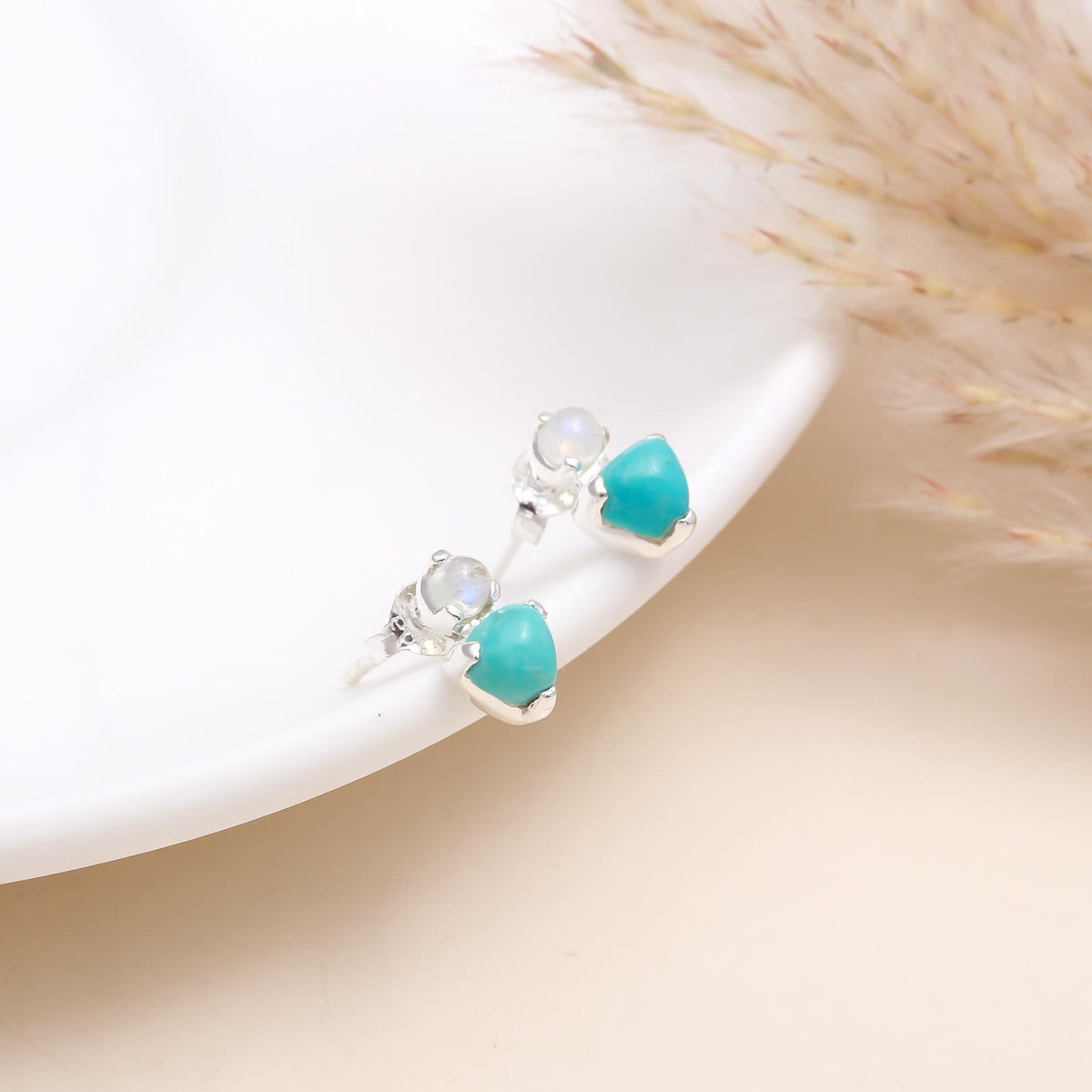The Turquoise & Moon: Double Stone Petite Studs