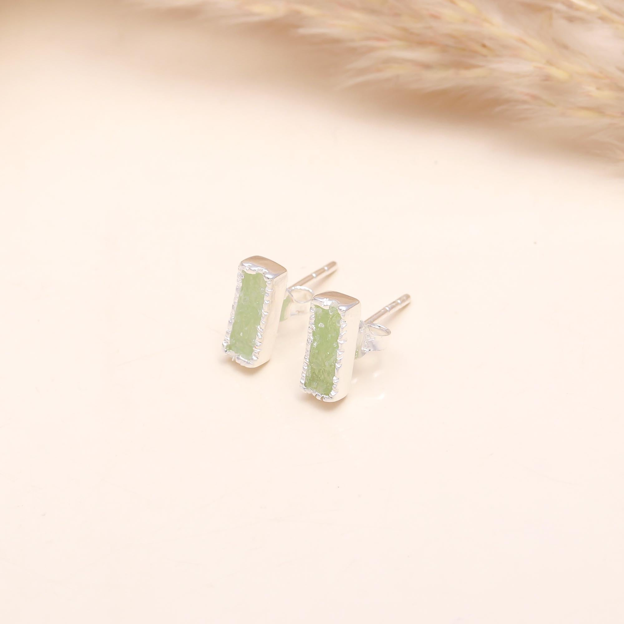 925 Sterling Silver Green Drusy Stud Earrings