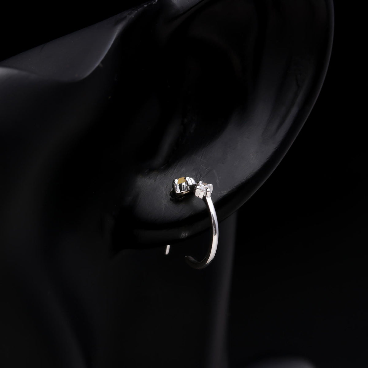 925 Sterling Silver Yellow & White Gemstone Stud Hoop Earrings
