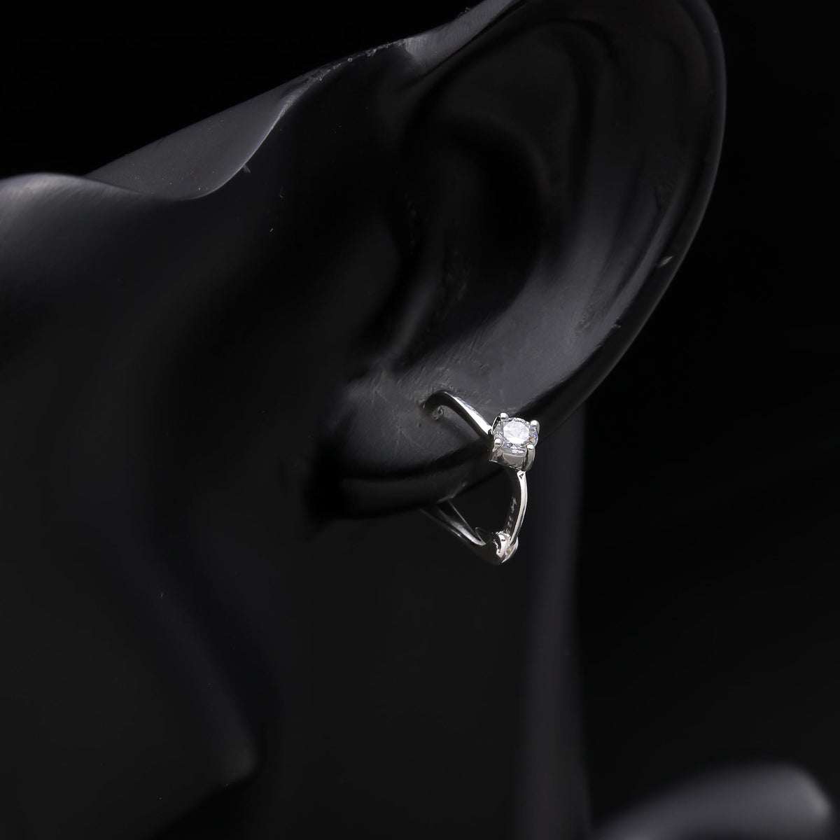 925 Sterling Silver Solitaire Drop Lever-Back Earrings