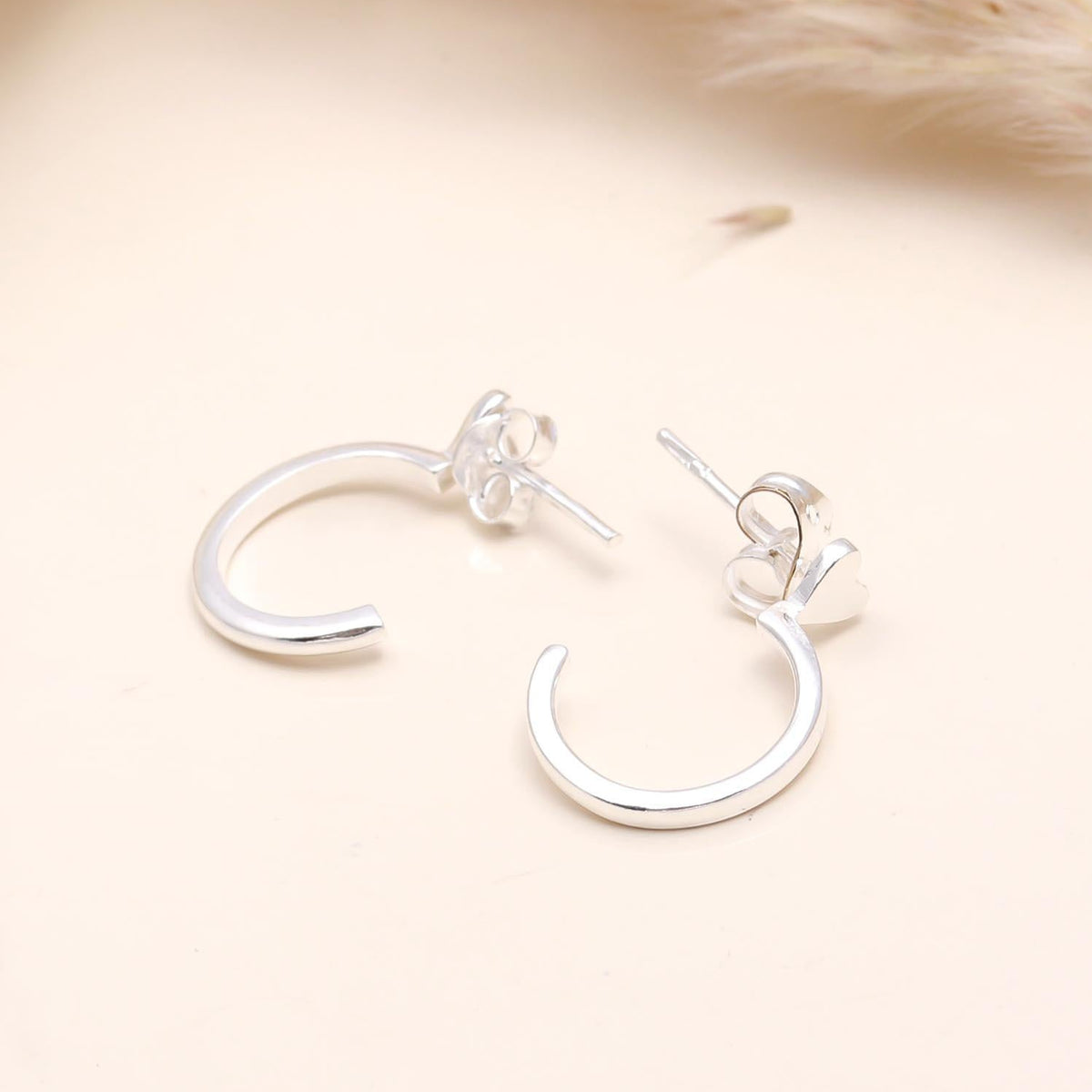 925 Sterling Silver Heart Hoop Stud Earring