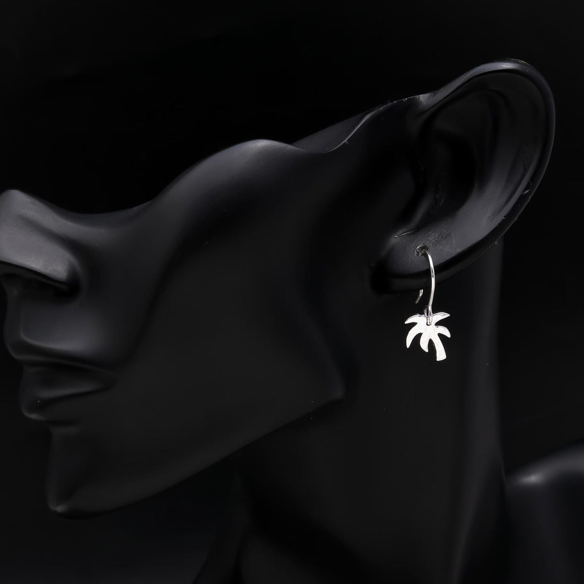 925 Sterling Silver Palm Tree Charm Hoop Earring