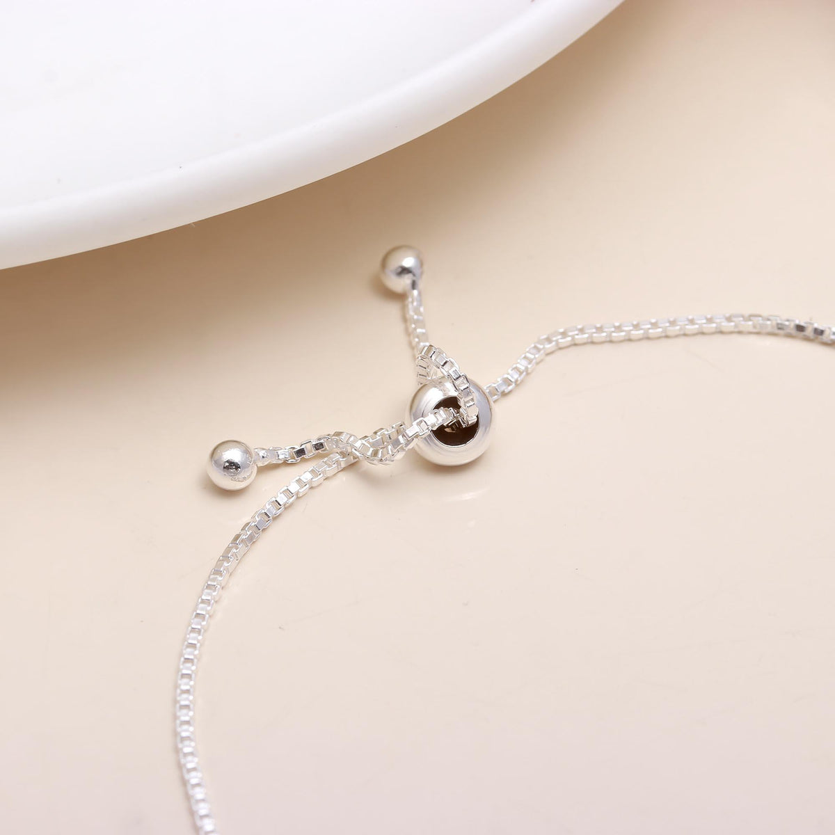 925 Sterling Silver Moonstone Adjustable Beaded Bracelet