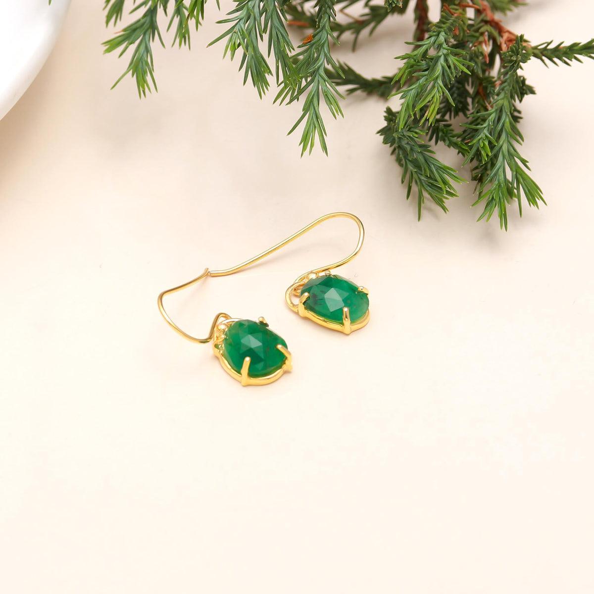 The Verdant Drop: Emerald Gold Drop Earrings