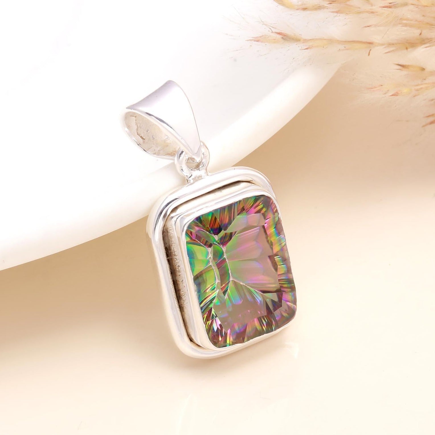 925 Sterling Silver Mystic Topaz Pendant
