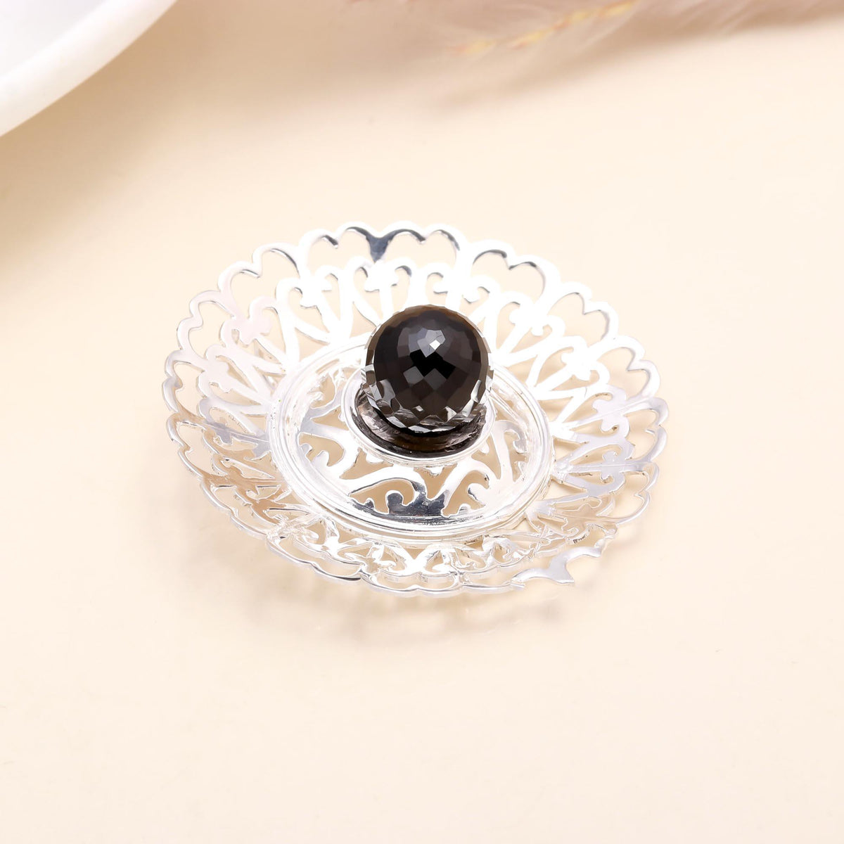 925 Sterling Silver Filigree Smoky Quartz Boho Pendant