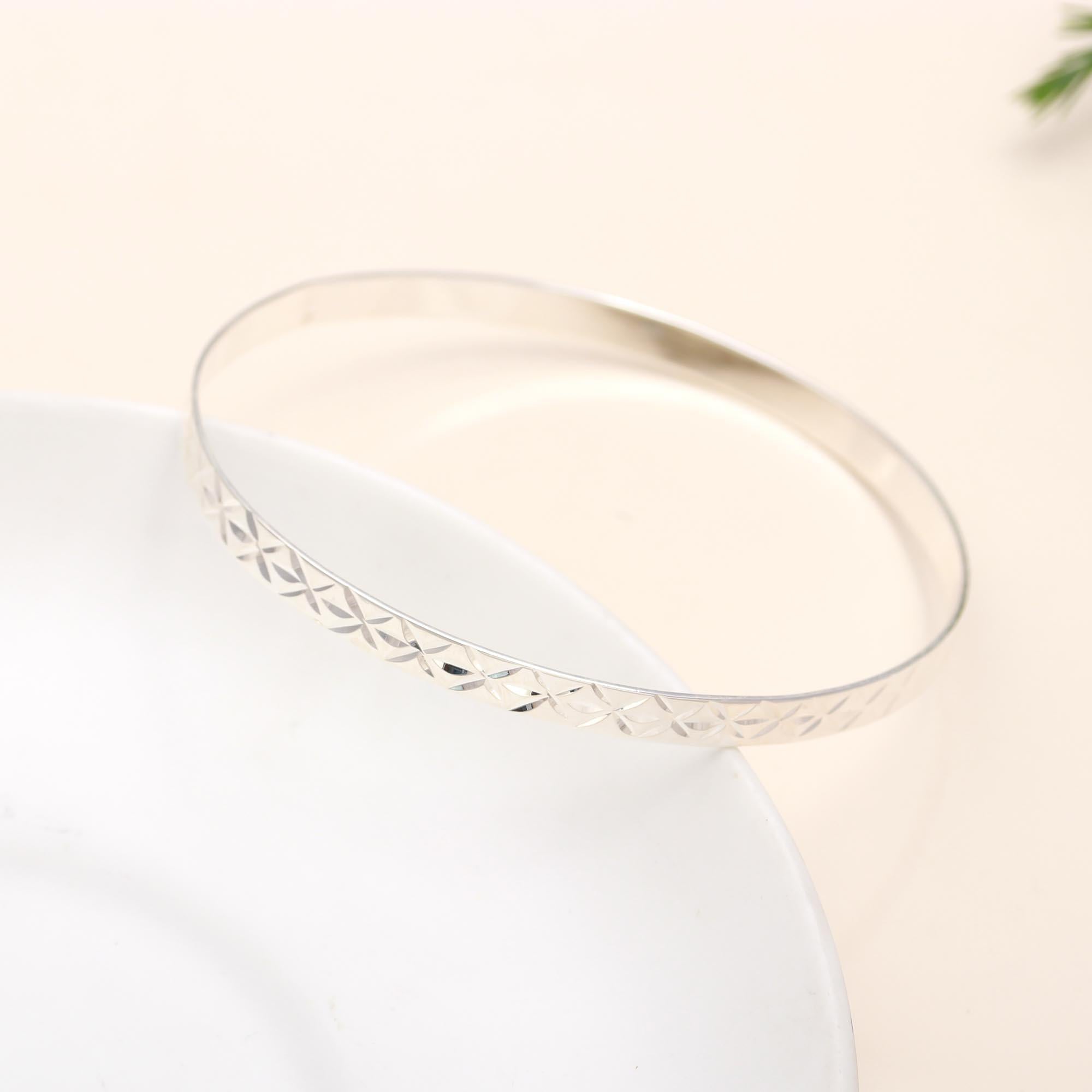 925 Silver Textured Bangle Bracelet