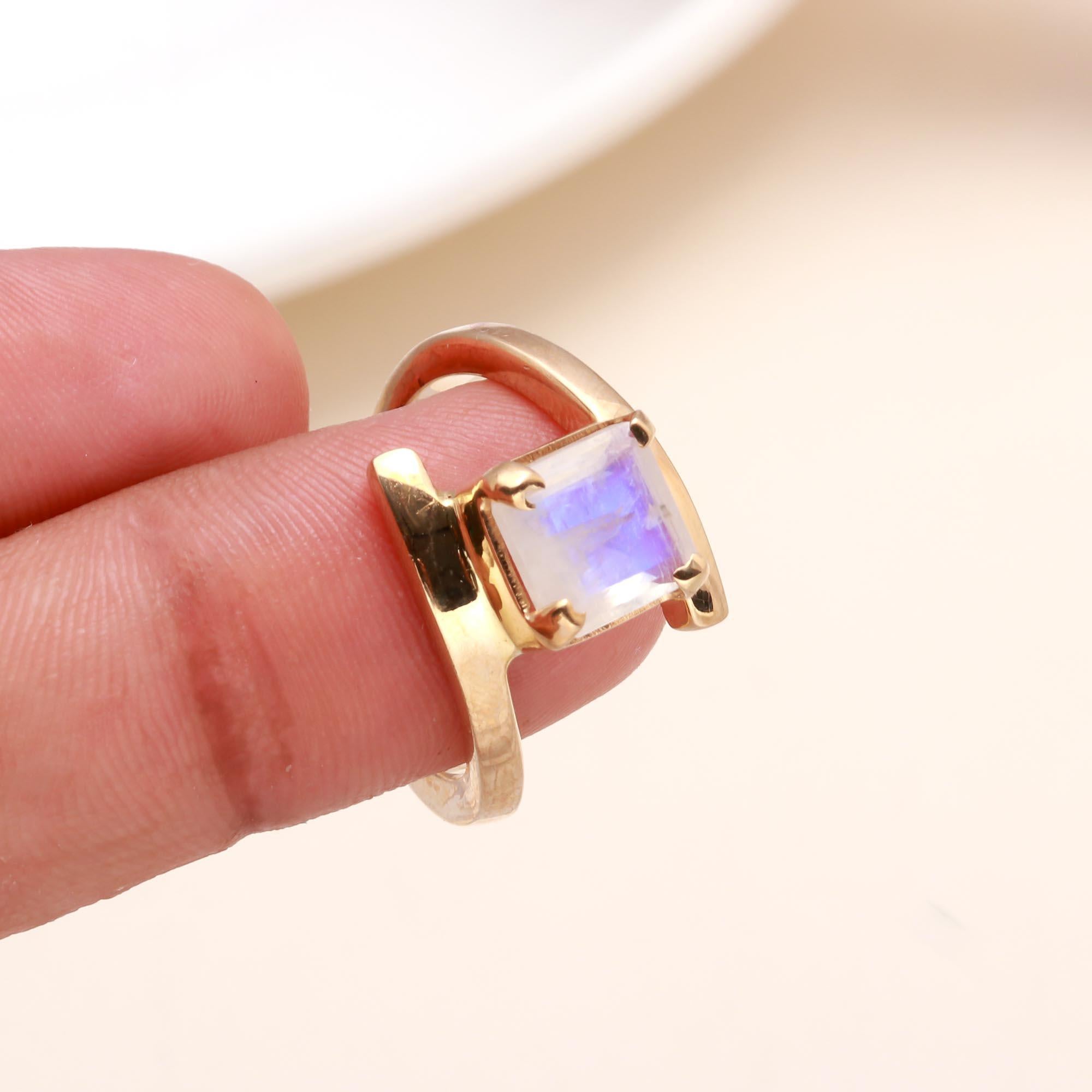 The Moonstone Bypass: Modern Square Gemstone Ring