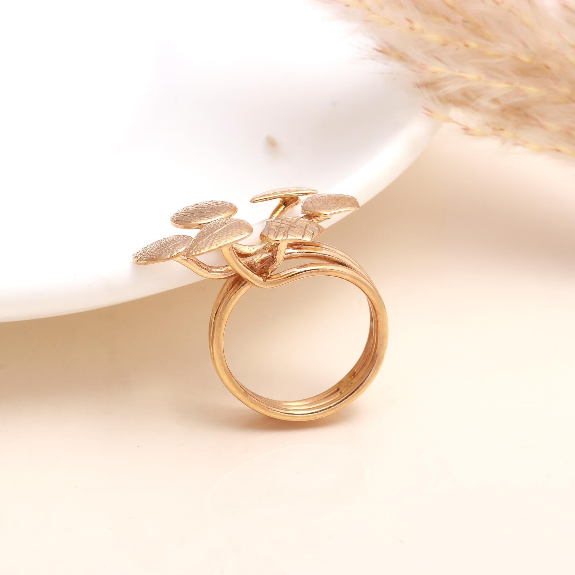 The Golden Gingko: Multi-Stem Leaf Ring
