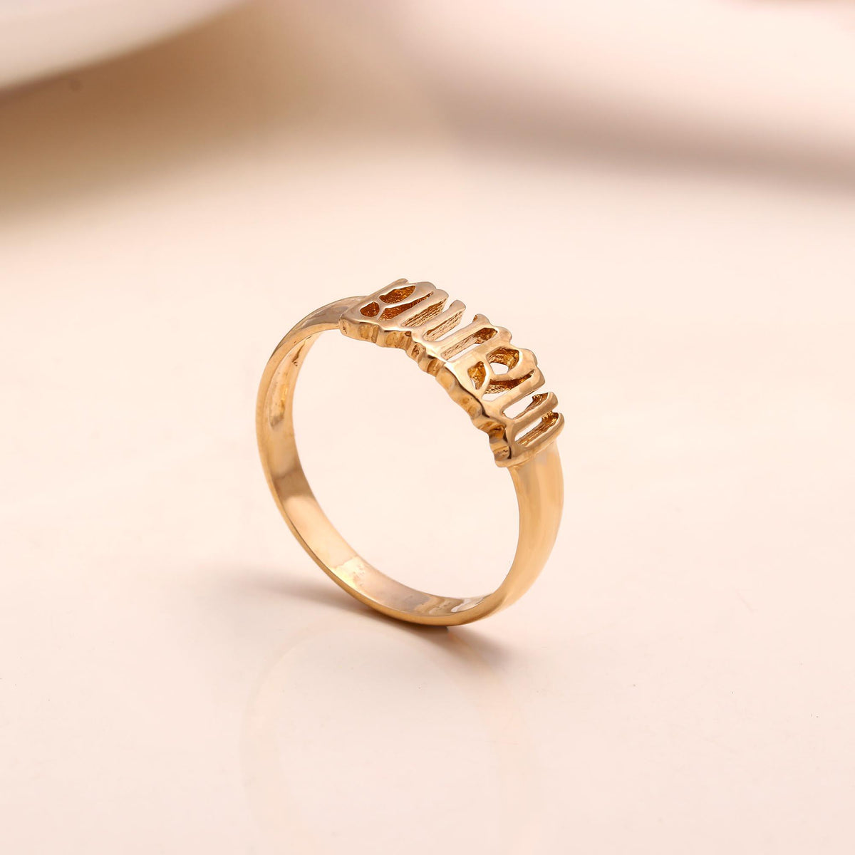 The Gothic Script: Old English Font Statement Ring