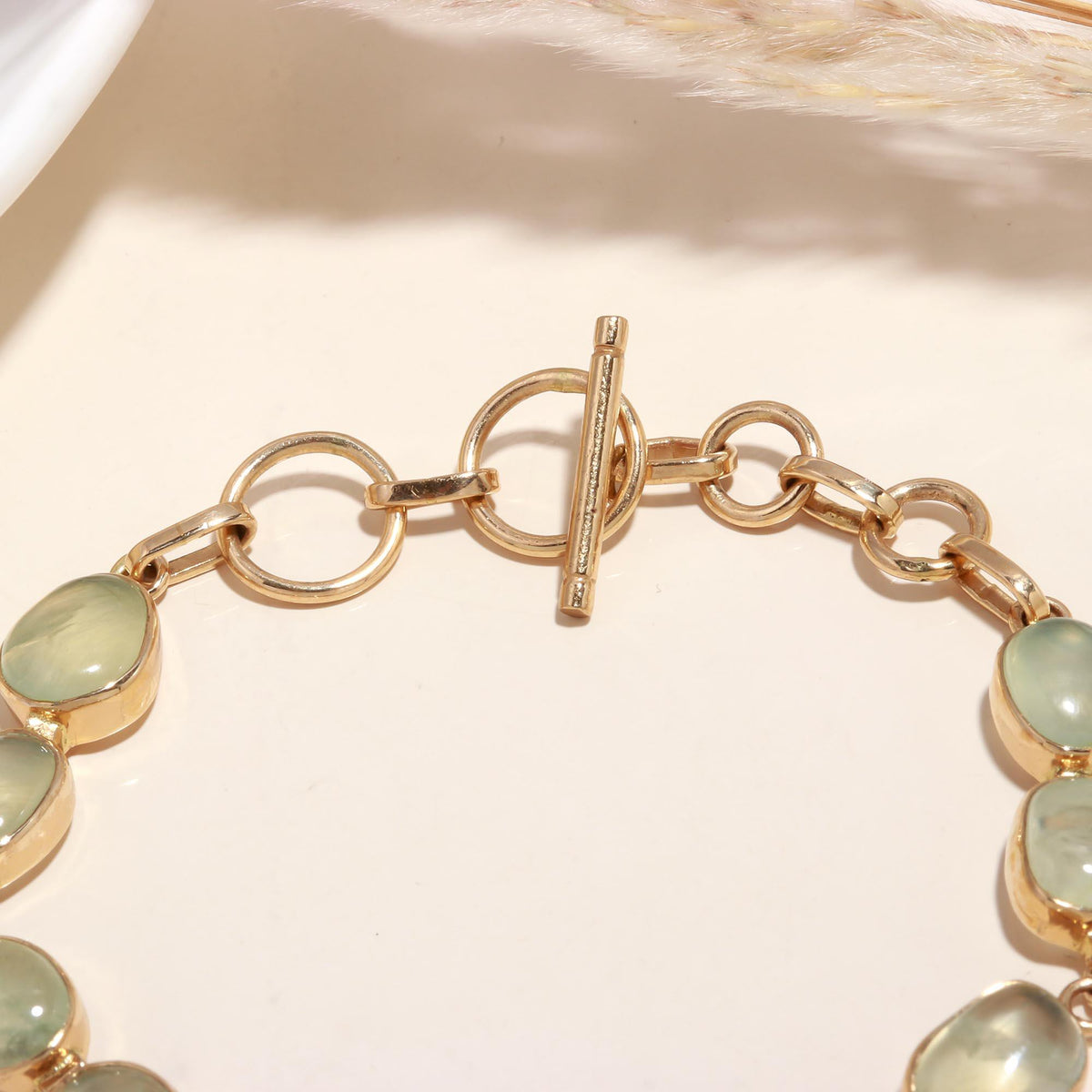The Mint Essence: Green Amethyst Gold Toggle Bracelet