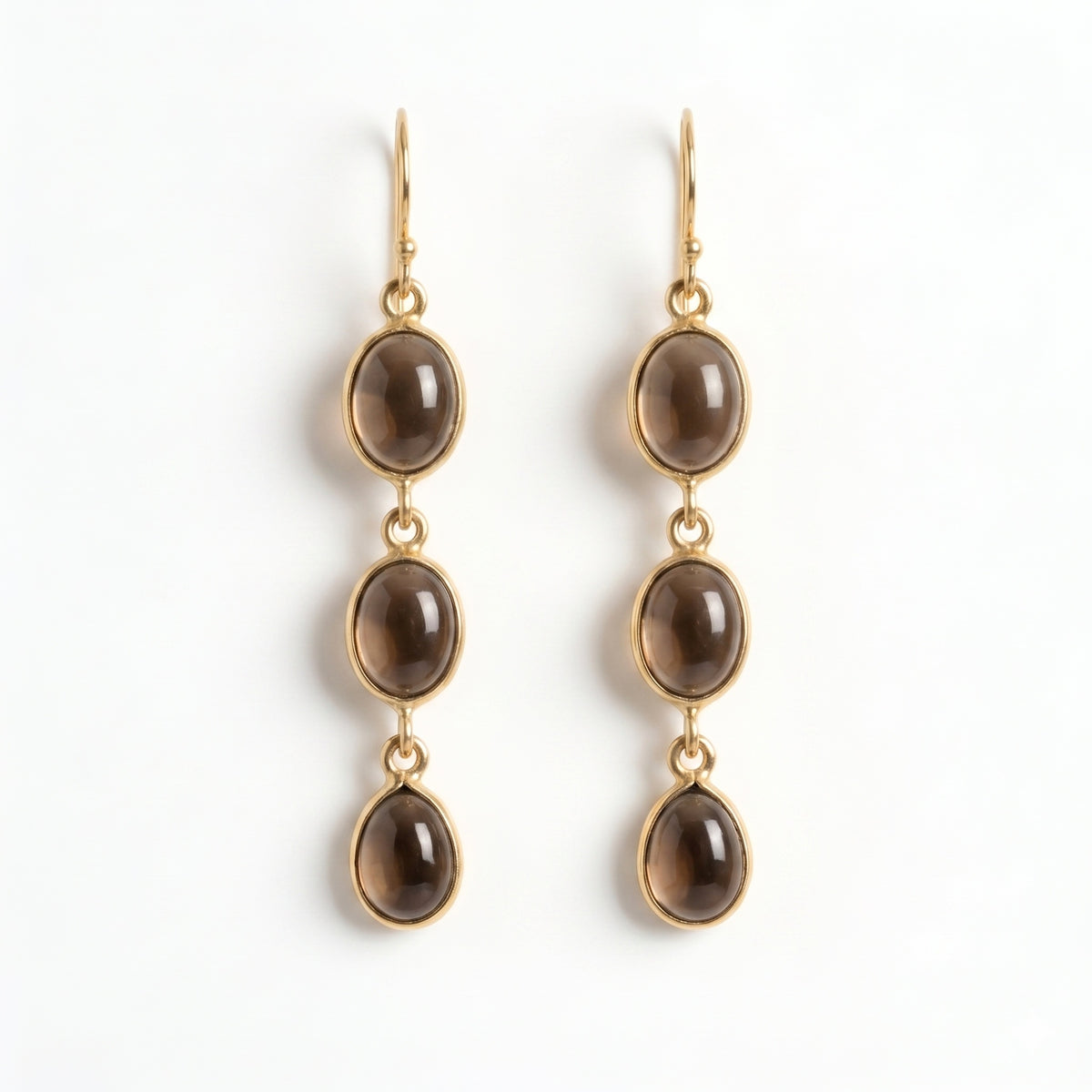 The Smoky Tier: Linear Quartz Drop Earrings