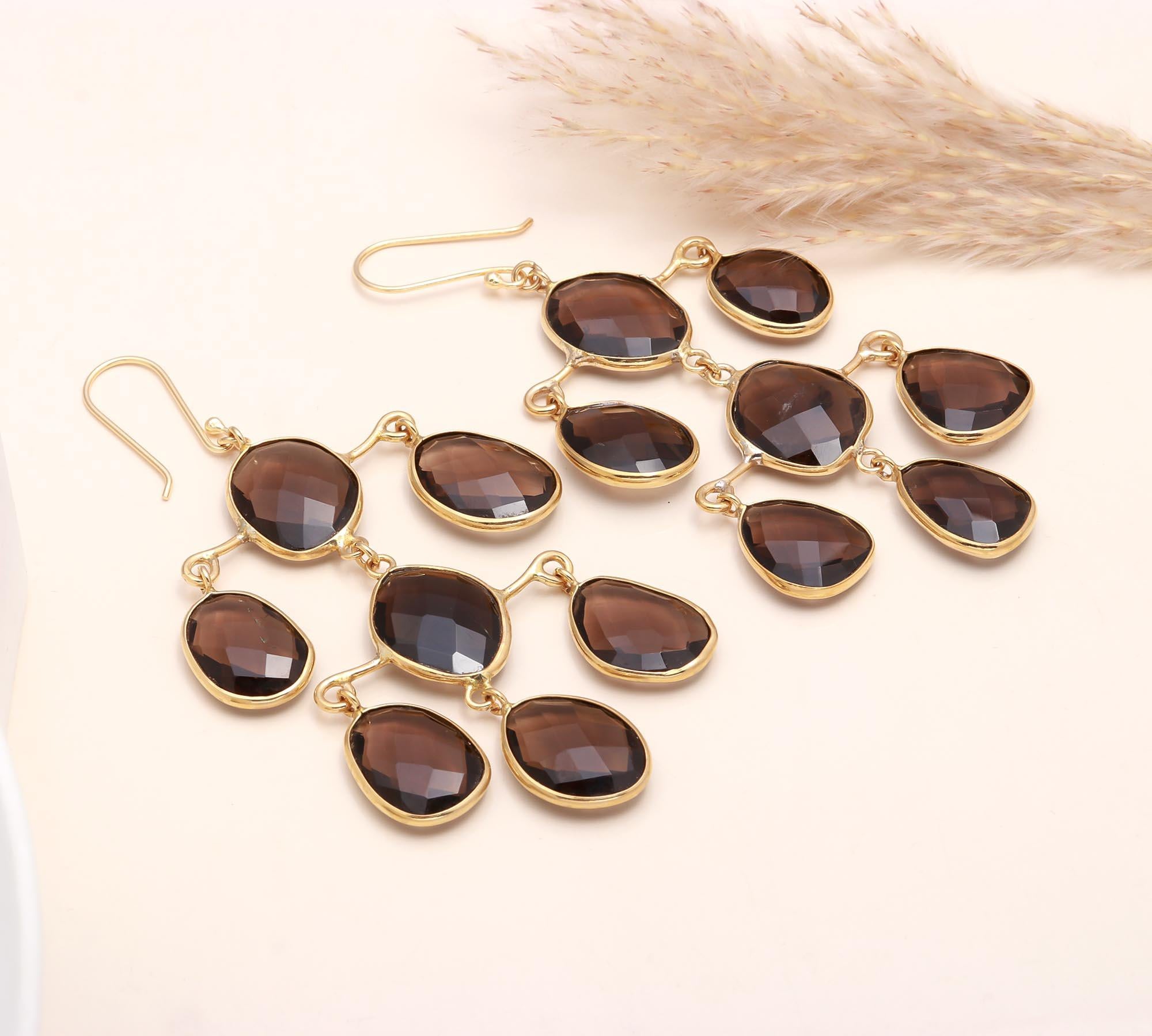 The Smoky Chandelier: Quartz Statement Earrings