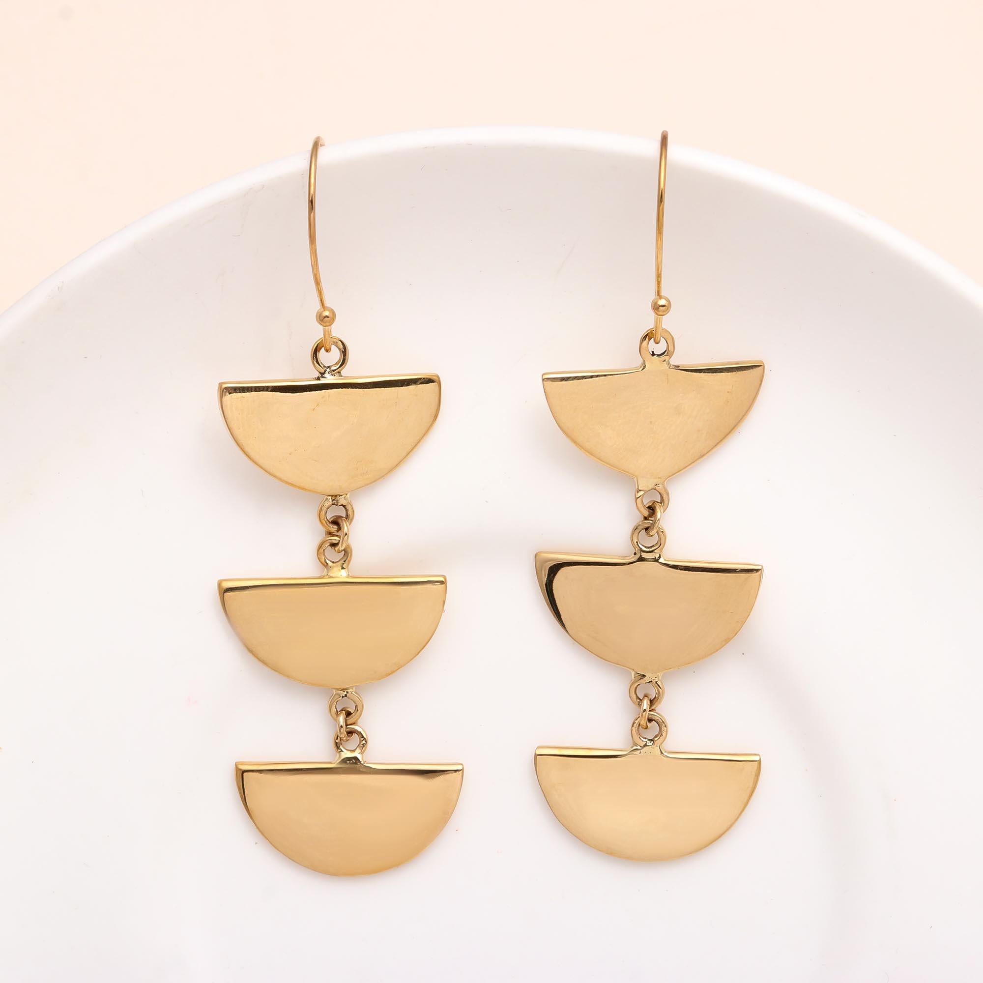 The Golden Crescent: Tiered Half-Moon Earrings