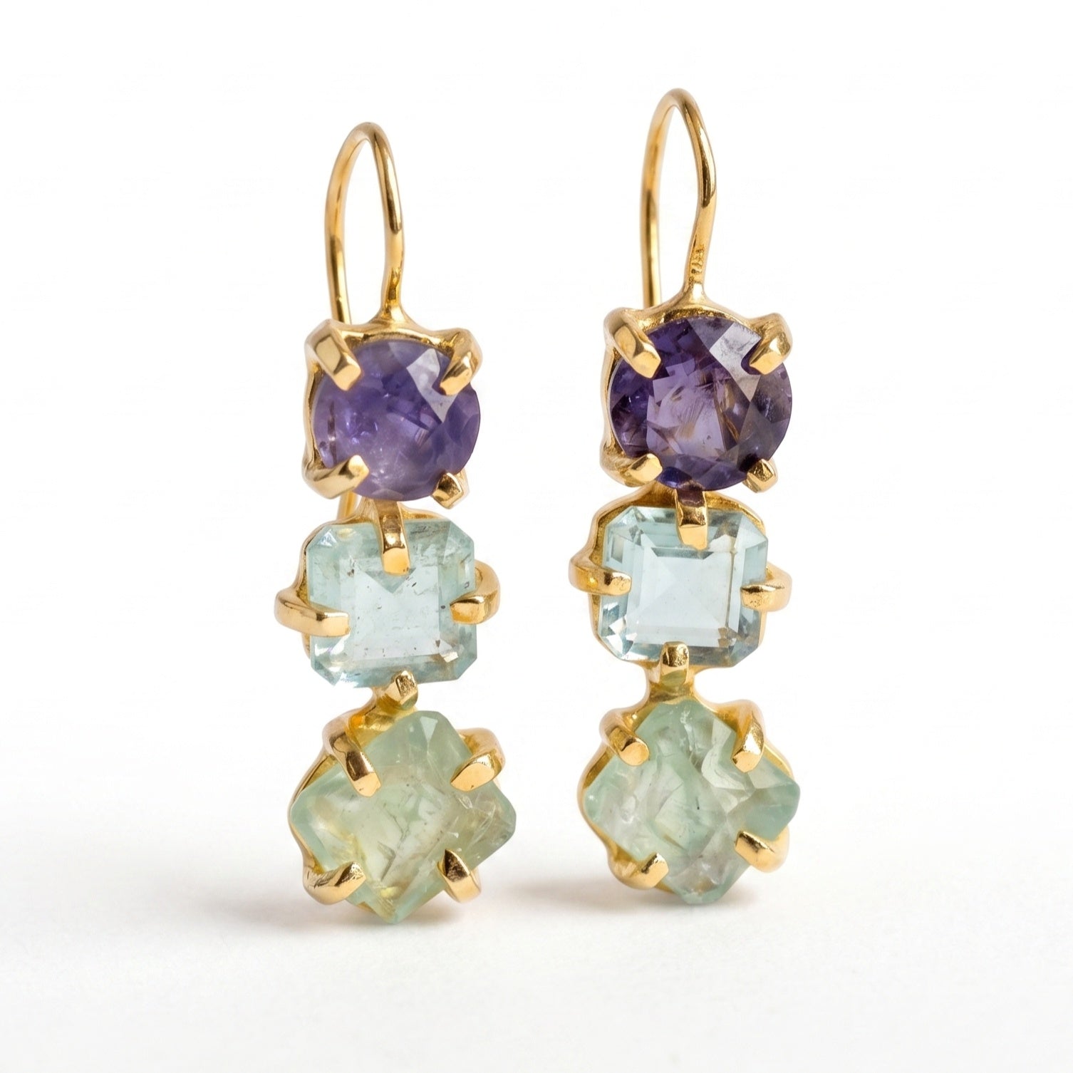 The Pastel Trio: Multi-Gemstone Linear Earrings
