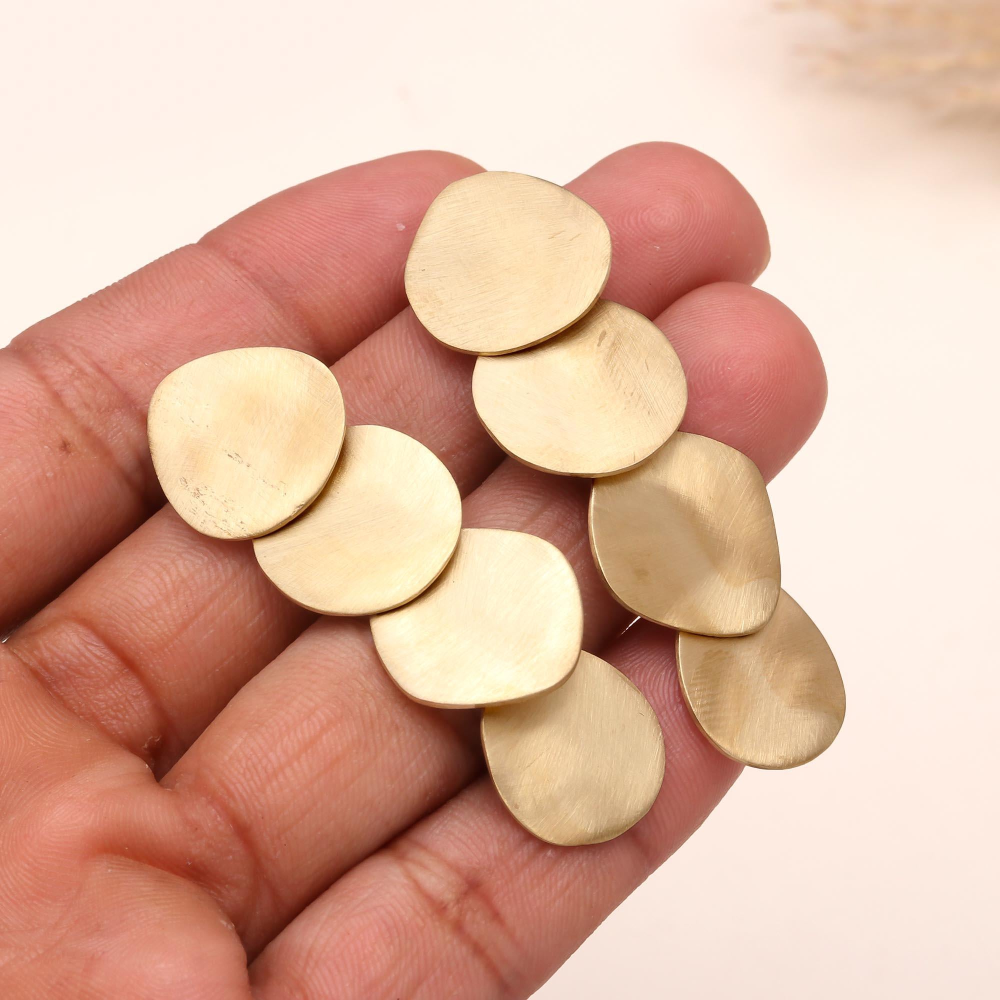 The Golden Cascade: Brushed Gold Organic Disc Drop Earrings