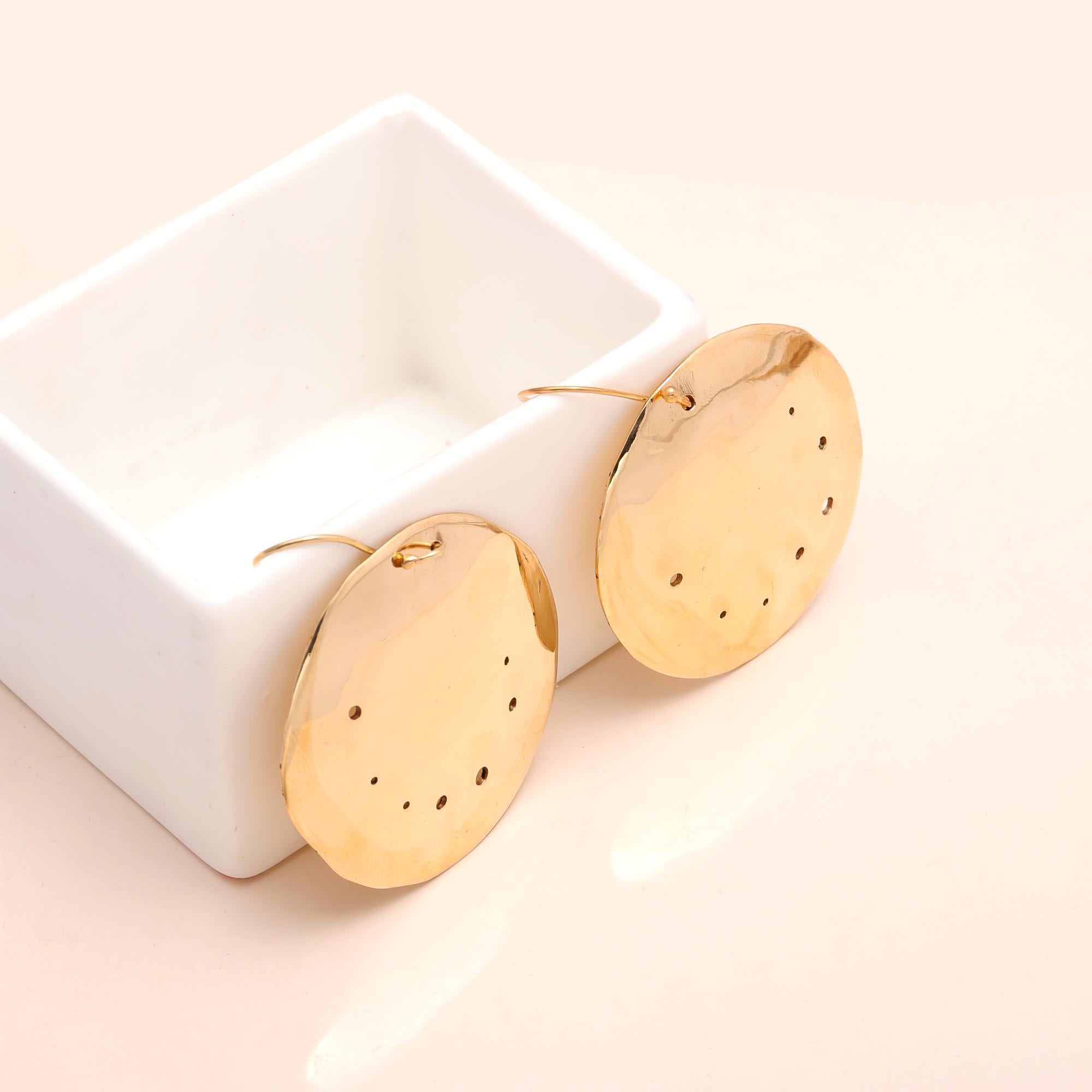 The Golden Eclipse: Organic Gold Disc Statement Earrings