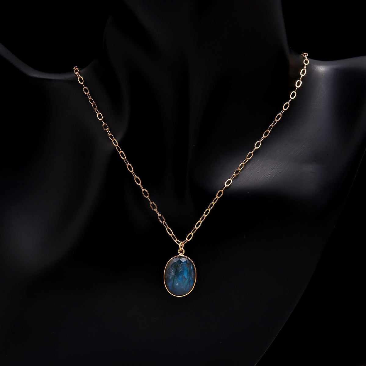 The Mystic Oval: Labradorite Pendant Necklace