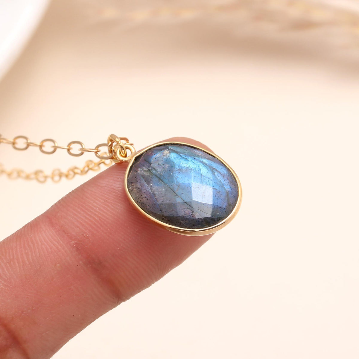 The Mystic Oval: Labradorite Pendant Necklace