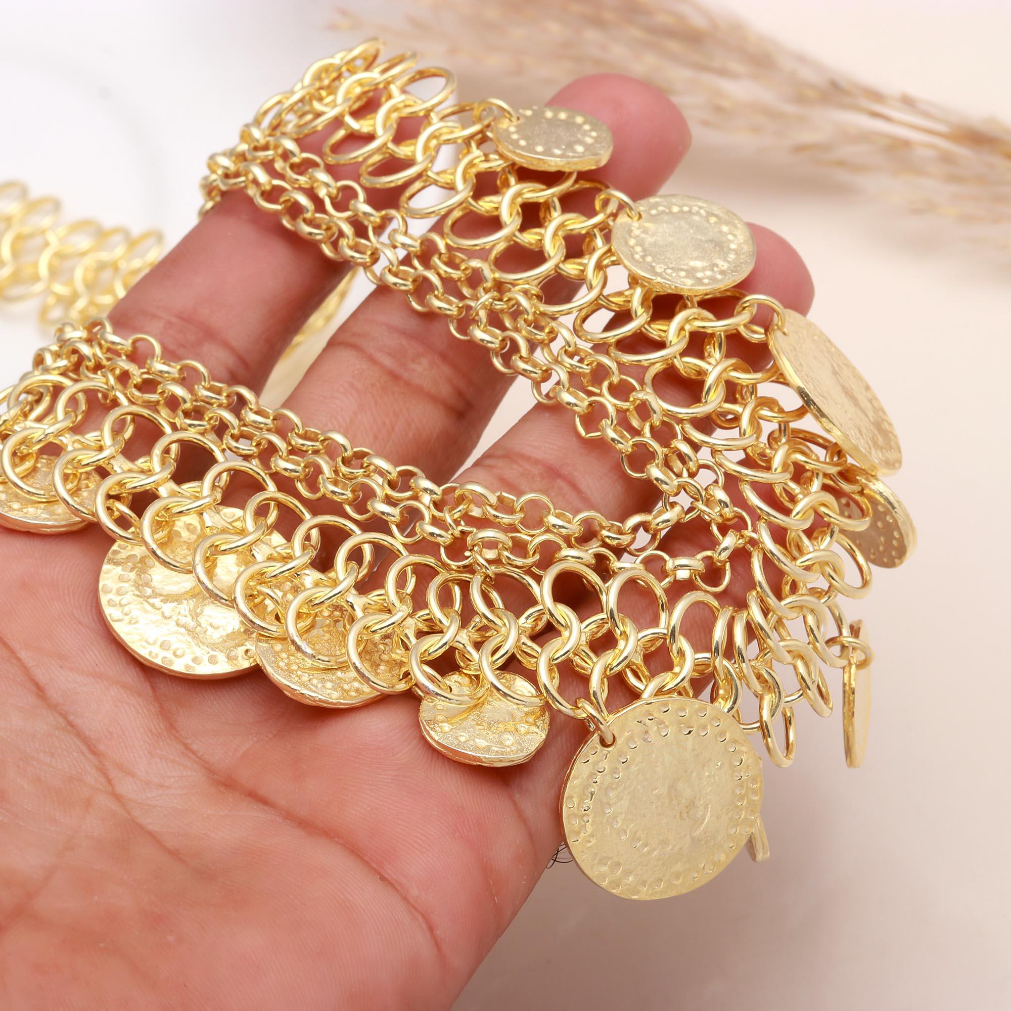 The Golden Treasury: Layered Coin Charm Bib Necklace