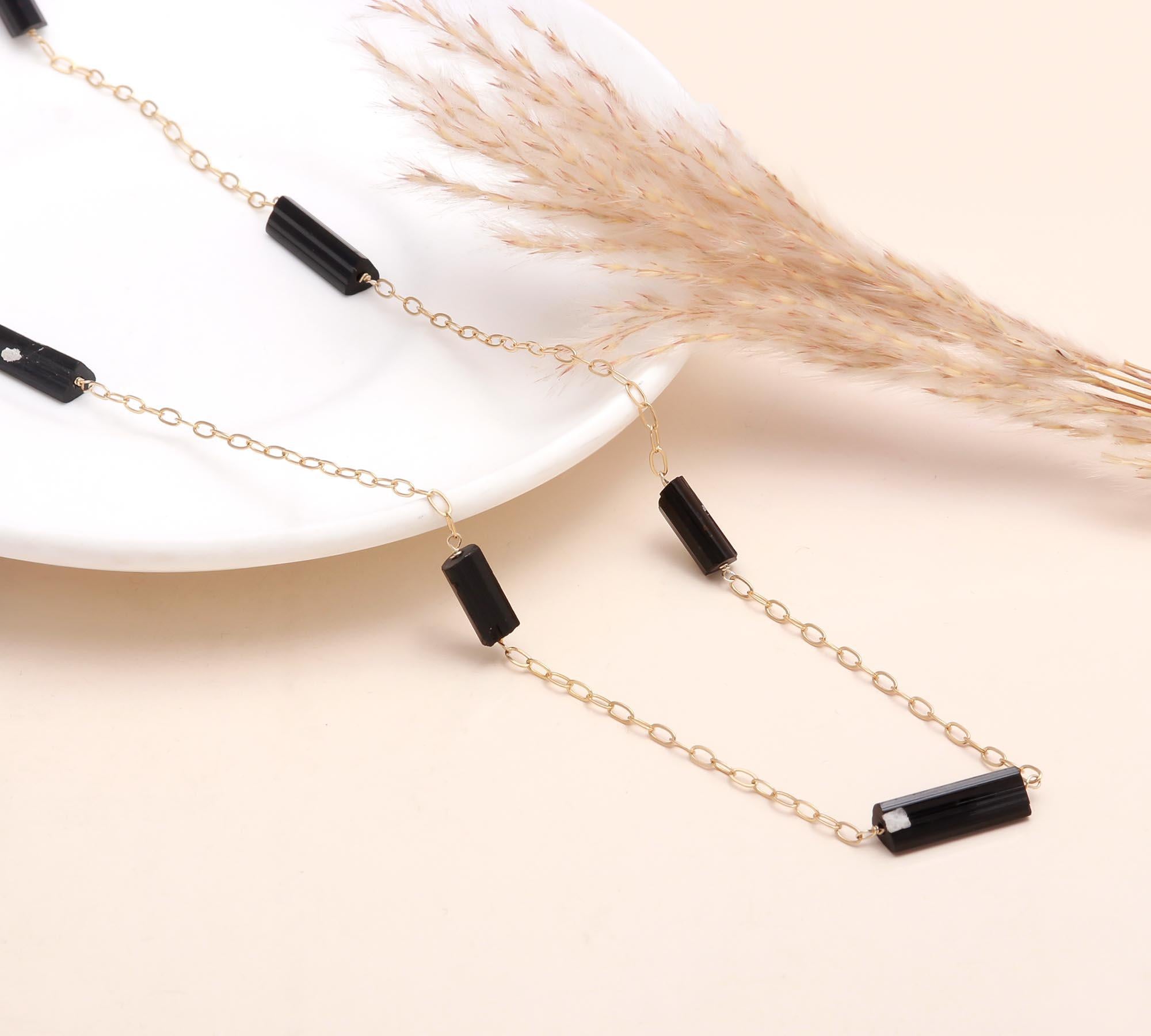 The Onyx Dash: Black Tourmaline Station Necklace