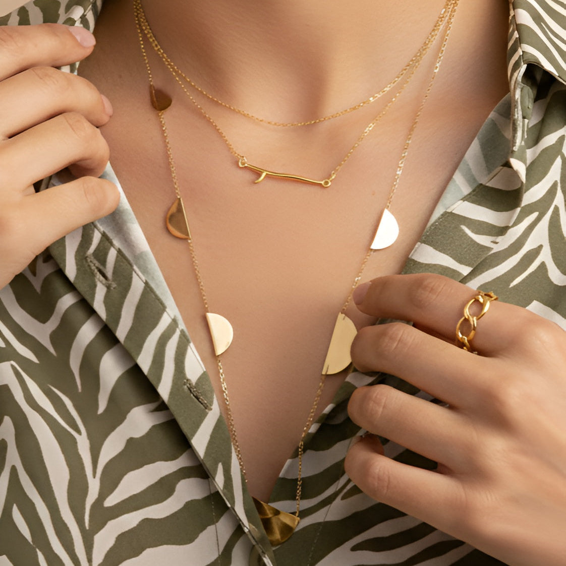 The Moon Phase: Gold Semicircle Station Necklace