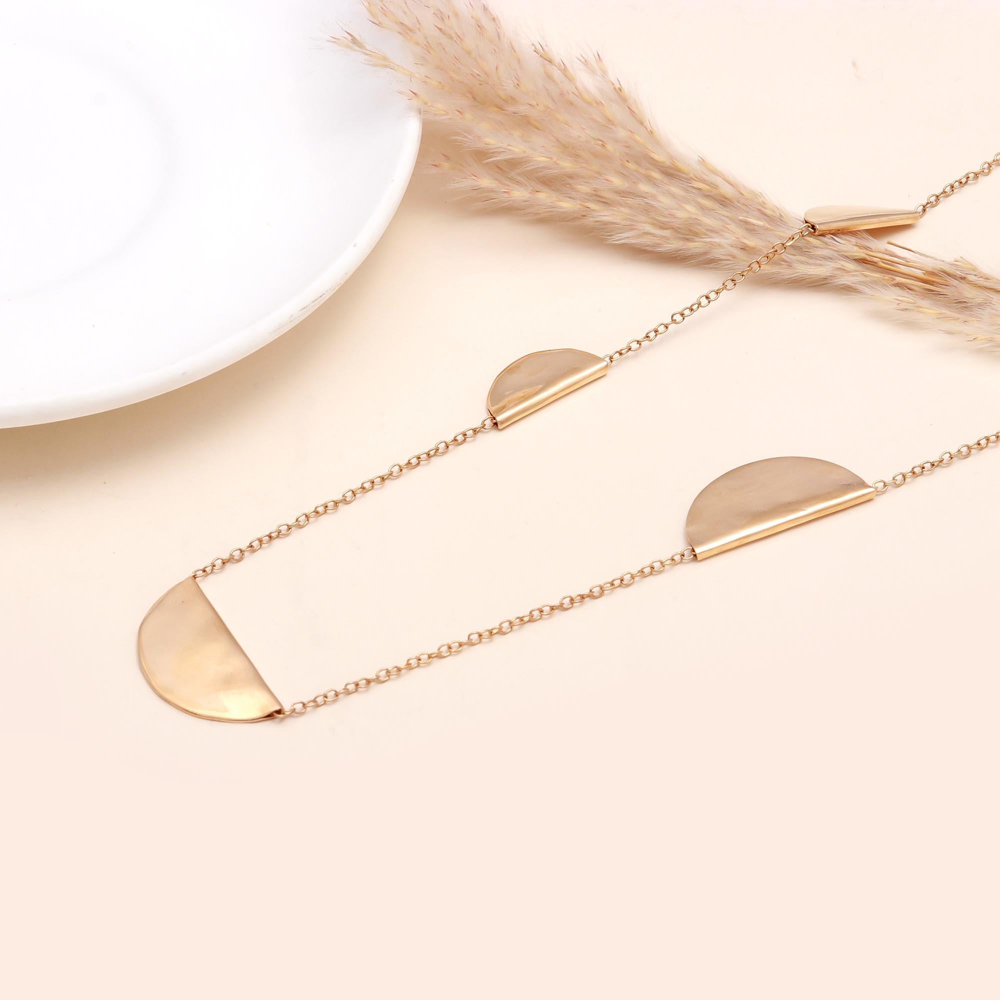 The Moon Phase: Gold Semicircle Station Necklace