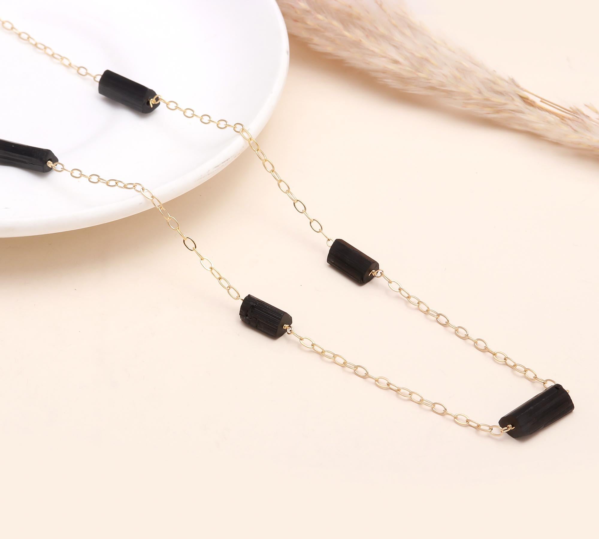 The Midnight Dash: Black Onyx Tube Station Necklace