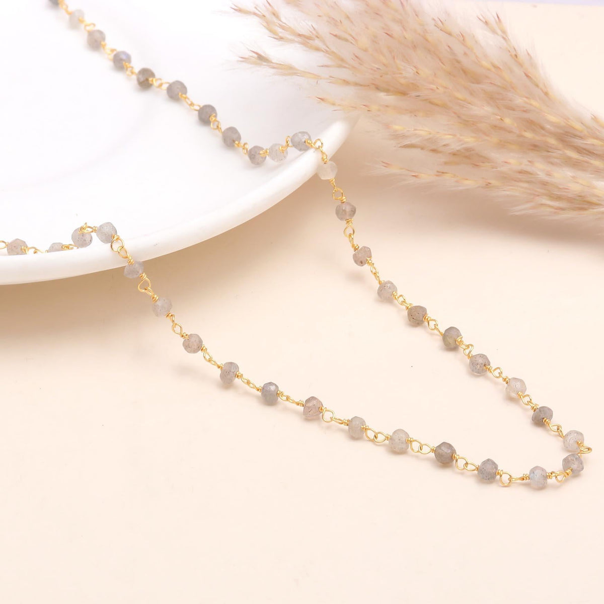 The Dainty Station: Gemstone Beaded Gold Necklace