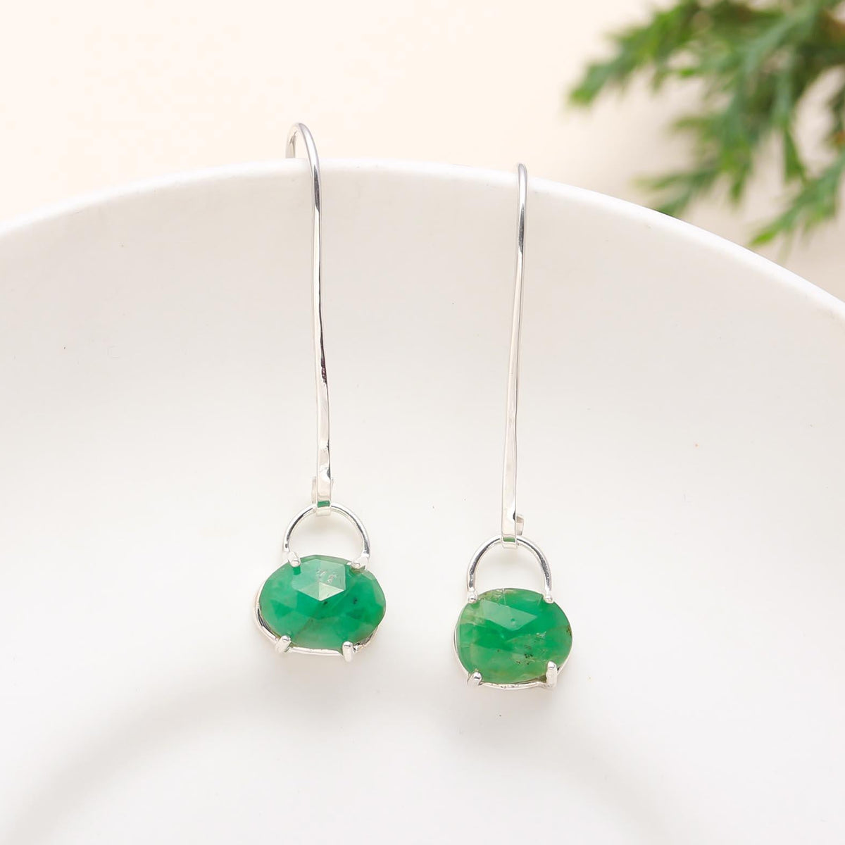The Emerald Oval: Emerald Drop Earrings