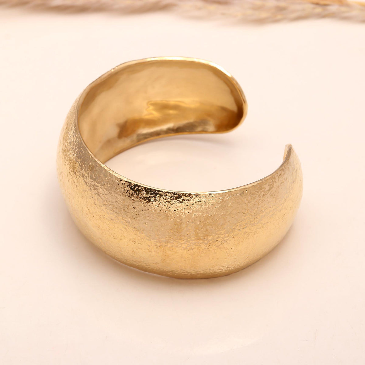 The Gilded Terrain: Textured Gold Domed Cuff