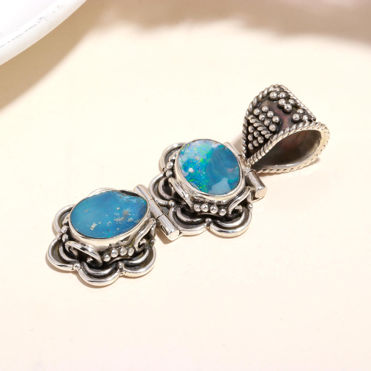 The Opal Totem: Articulated Silver Statement Pendant