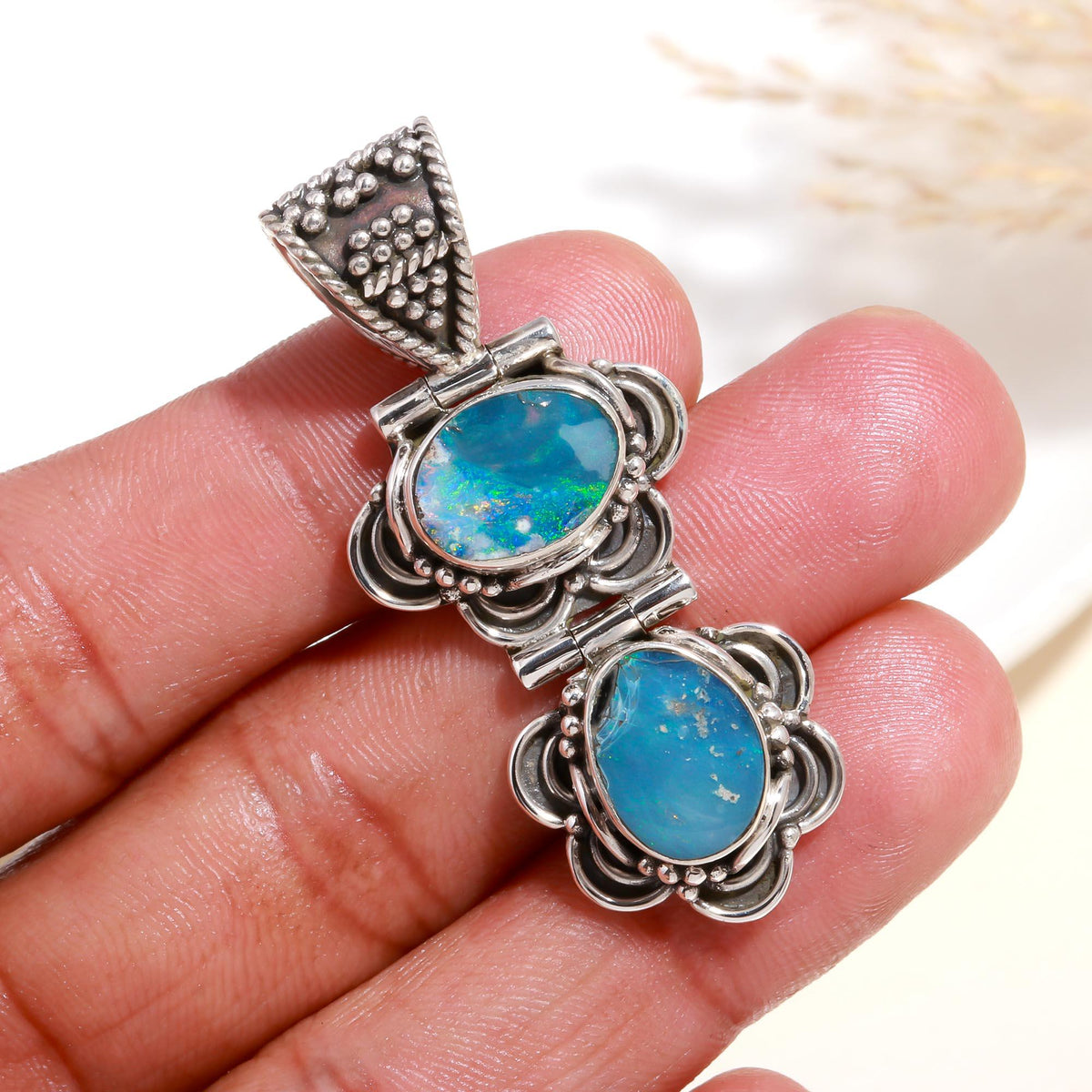 The Opal Totem: Articulated Silver Statement Pendant