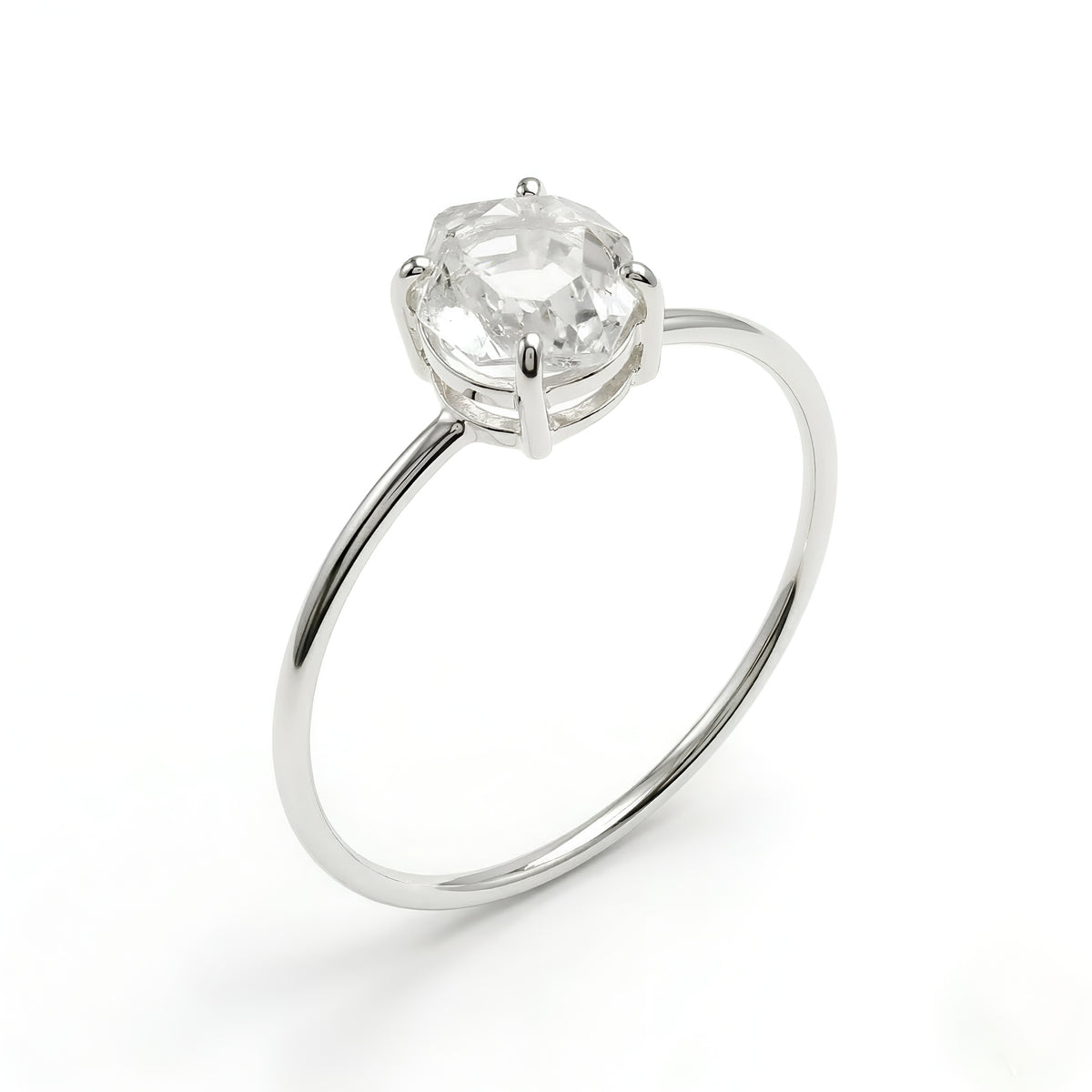 925 Silver Herkimer Quartz Crystal Ring