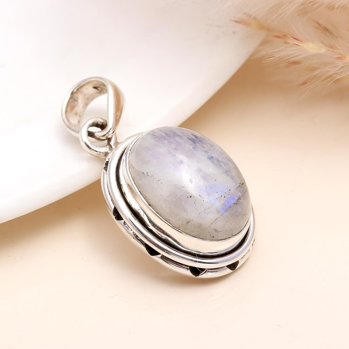 The Ethereal Moonstone: Bold Rainbow Moonstone Pendant