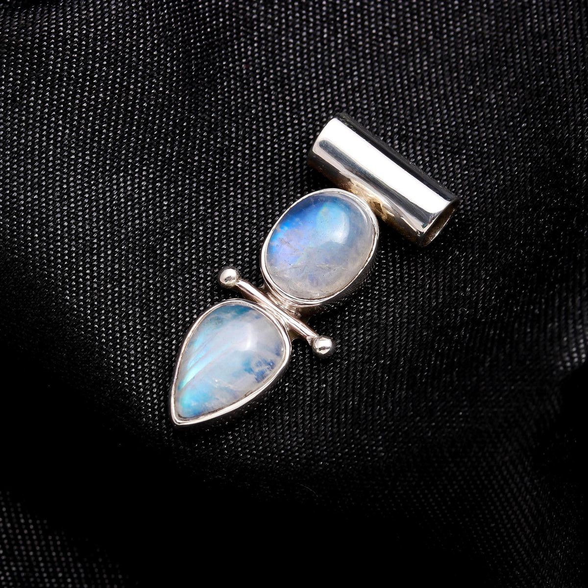 The Moonstone Duo: Double Stone Articulated Pendant