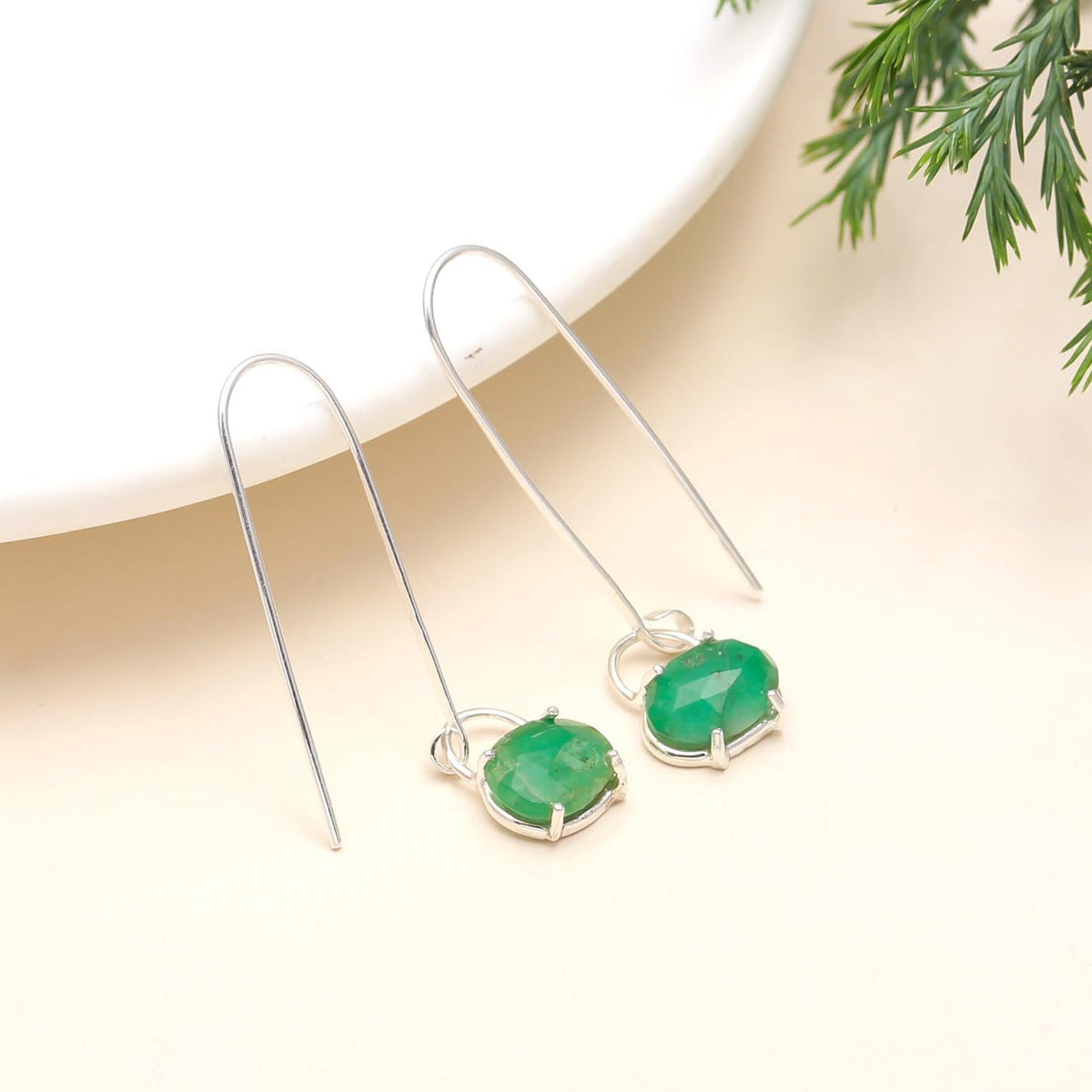 The Emerald Oval: Emerald Drop Earrings