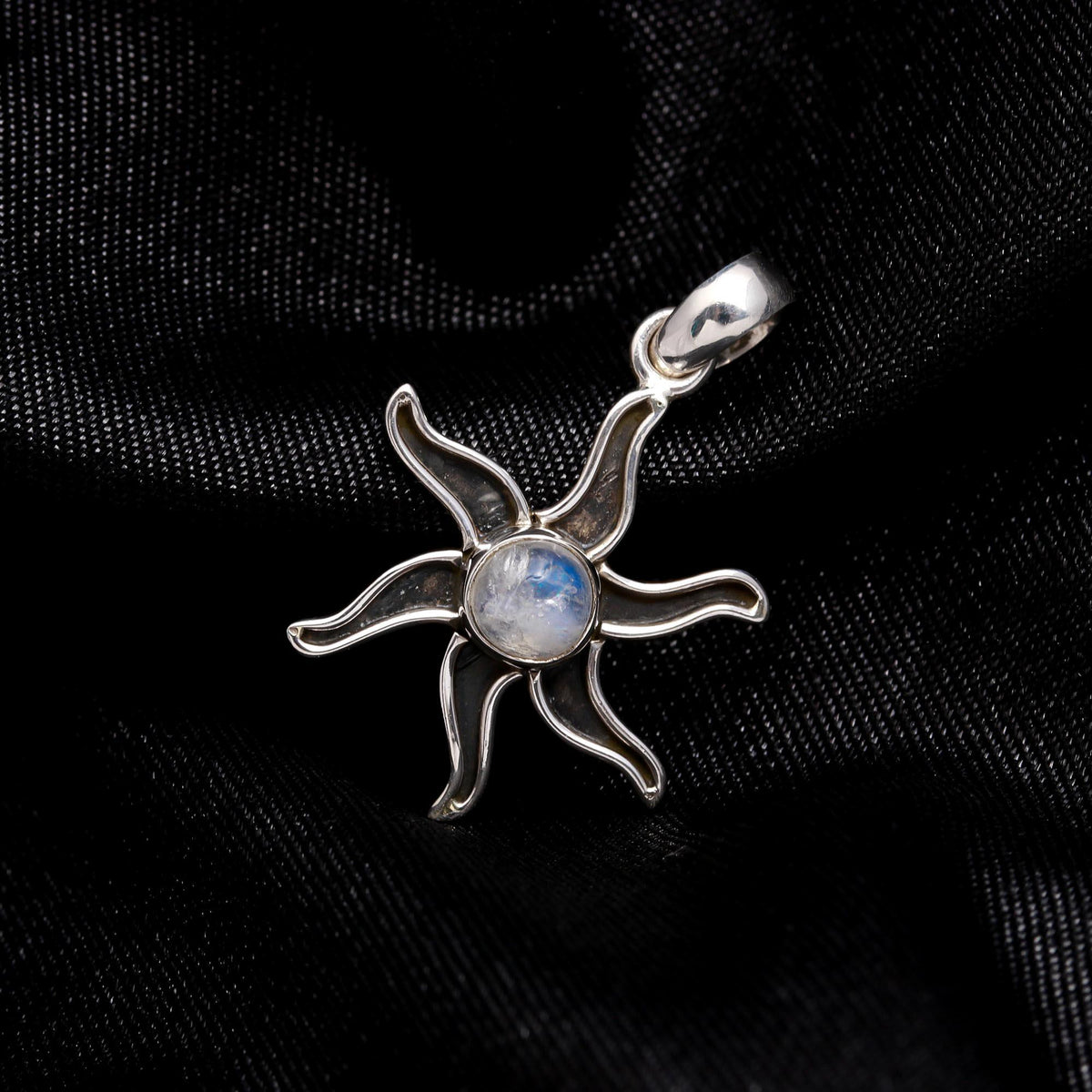 925 Sterling Silver Sunburst Moonstone Pendant