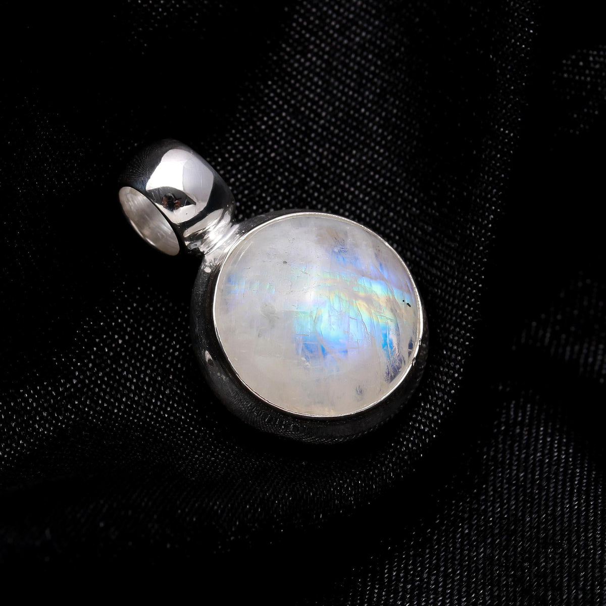 The Lunar Orb: Moonstone Silver Solitaire Pendant