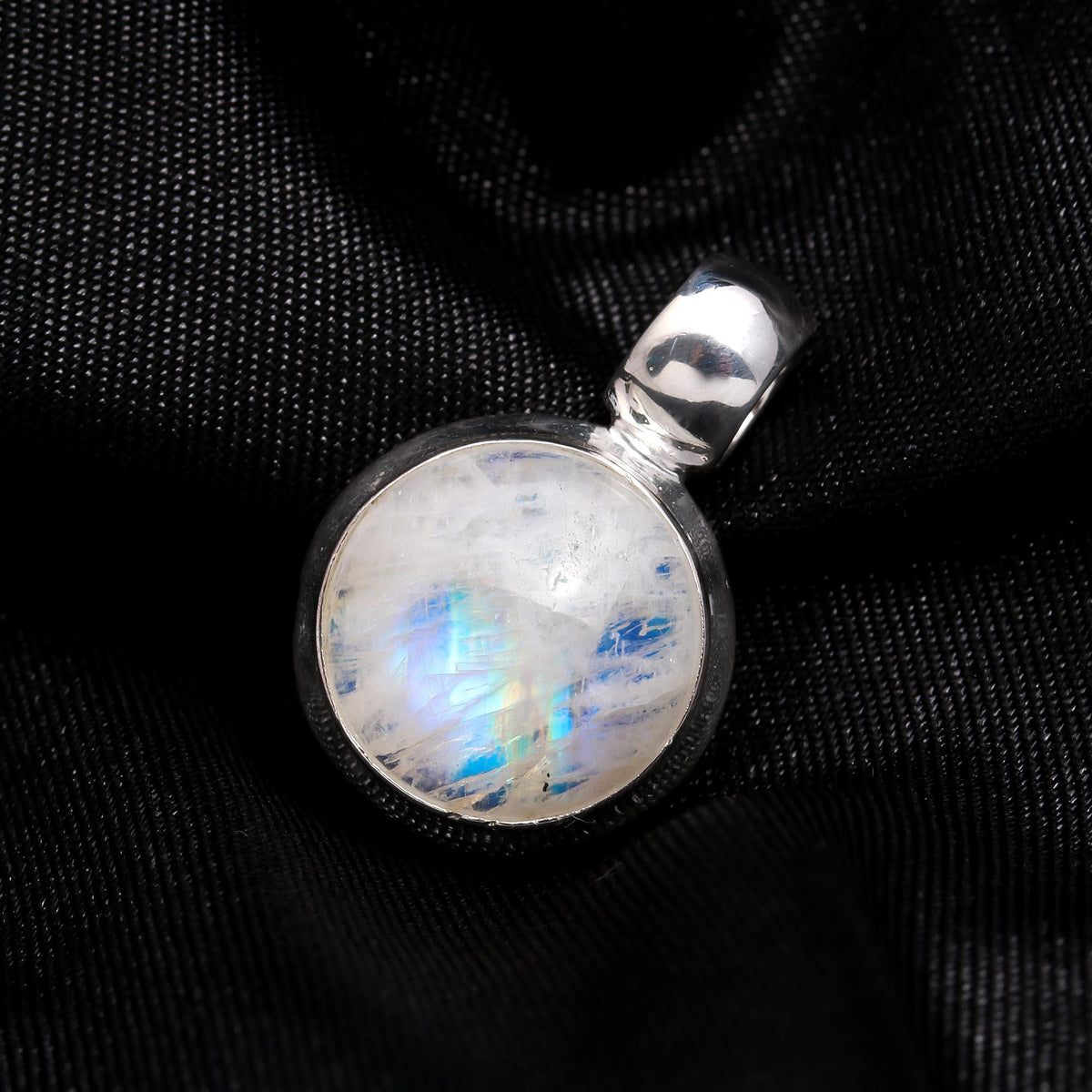 The Lunar Orb: Moonstone Silver Solitaire Pendant
