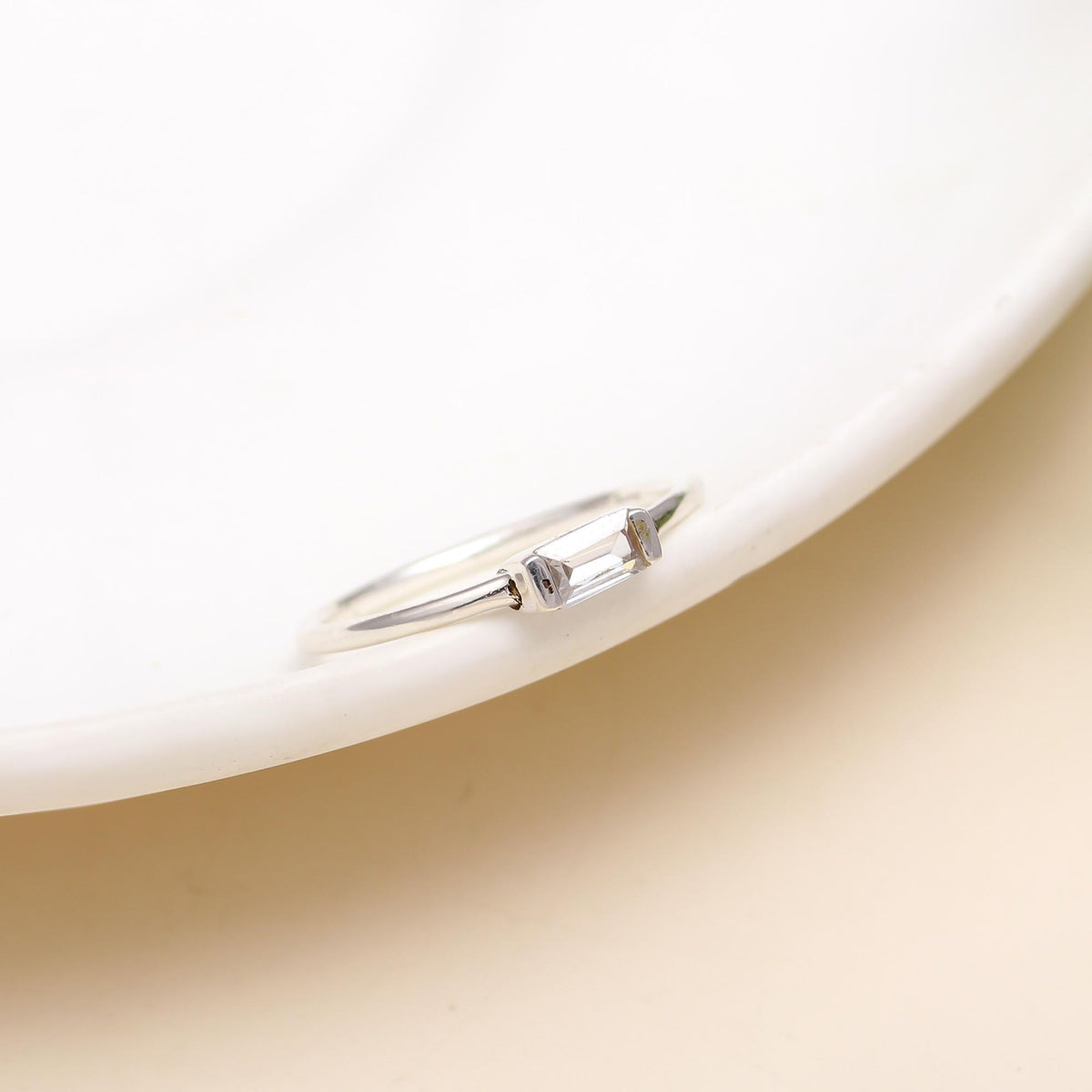 925 Silver White Topaz Stacking Ring