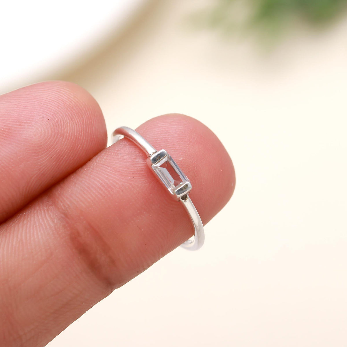 925 Silver White Topaz Stacking Ring