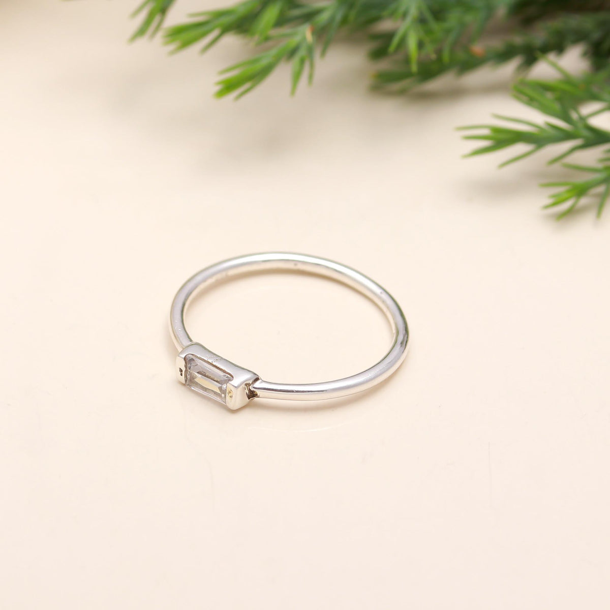 925 Silver White Topaz Stacking Ring