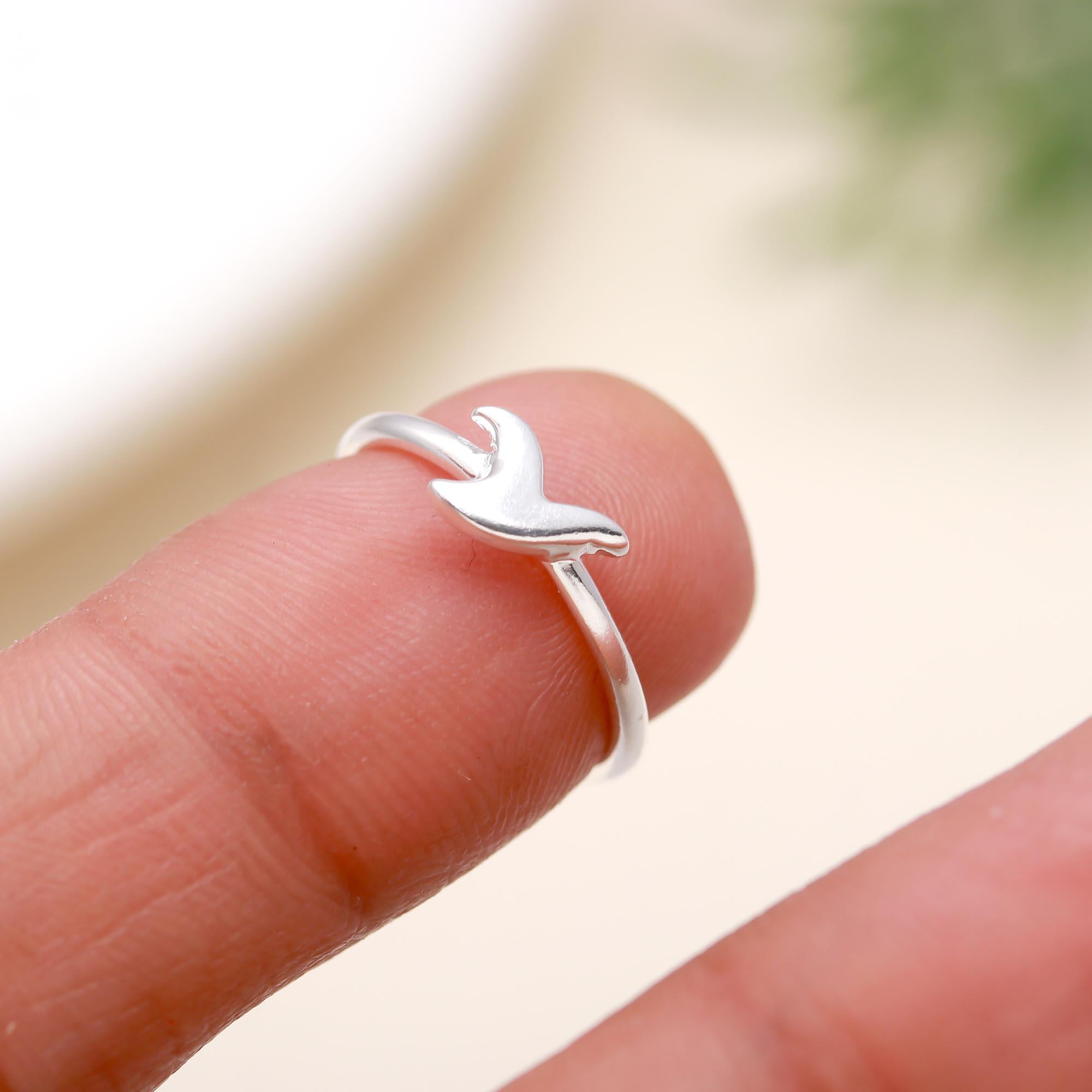 The Silver Flight: Minimalist Seagull Stacking Ring