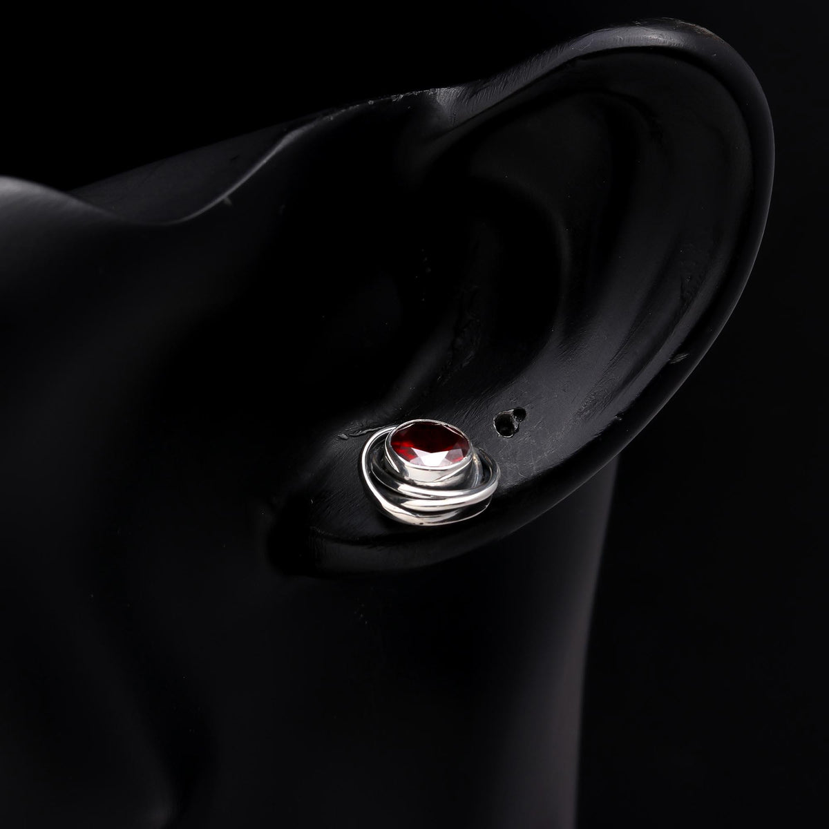 925 Sterling Silver Garnet Stud Earrings