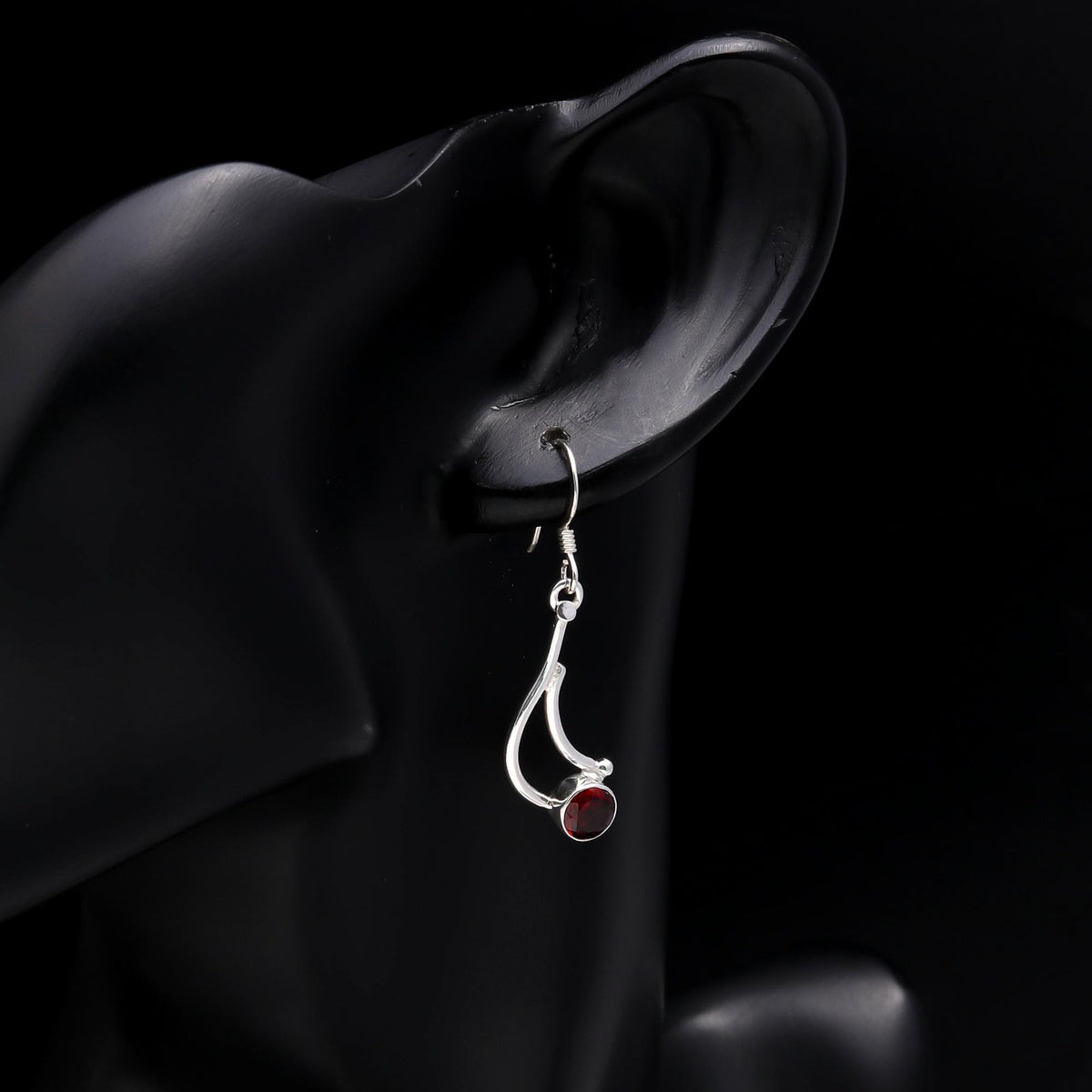 925 Sterling Silver Garnet Dangle Earrings